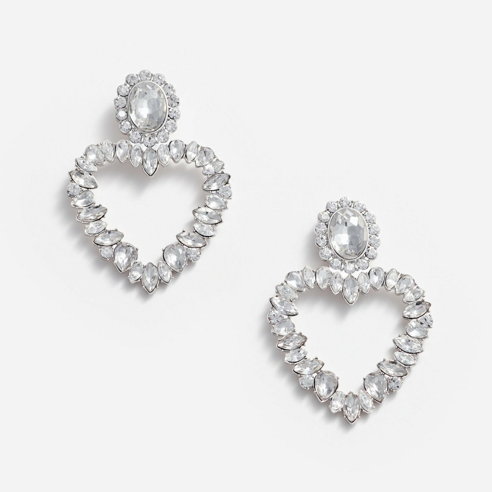 1SP0102-017 SELF PORTRAIT Crystal Heart Earrings #RS25619ESL-SILVER (A-NB-E)