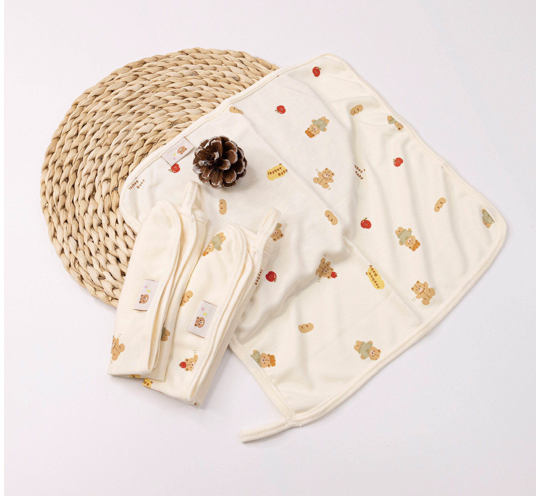 【JB0411】MIT原創蘋安小熊手帕(三入一組)