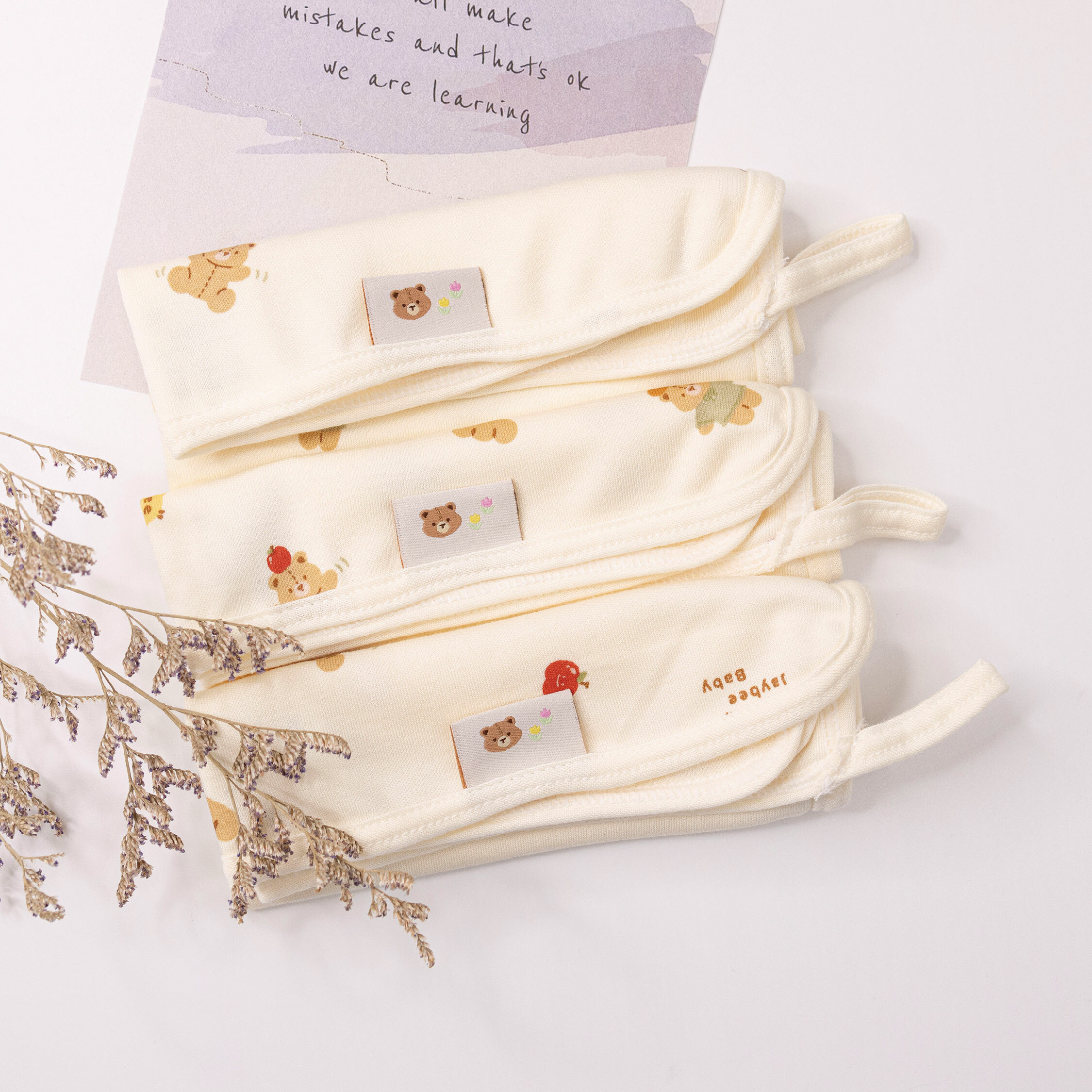 【JB0411】MIT原創蘋安小熊手帕(三入一組)