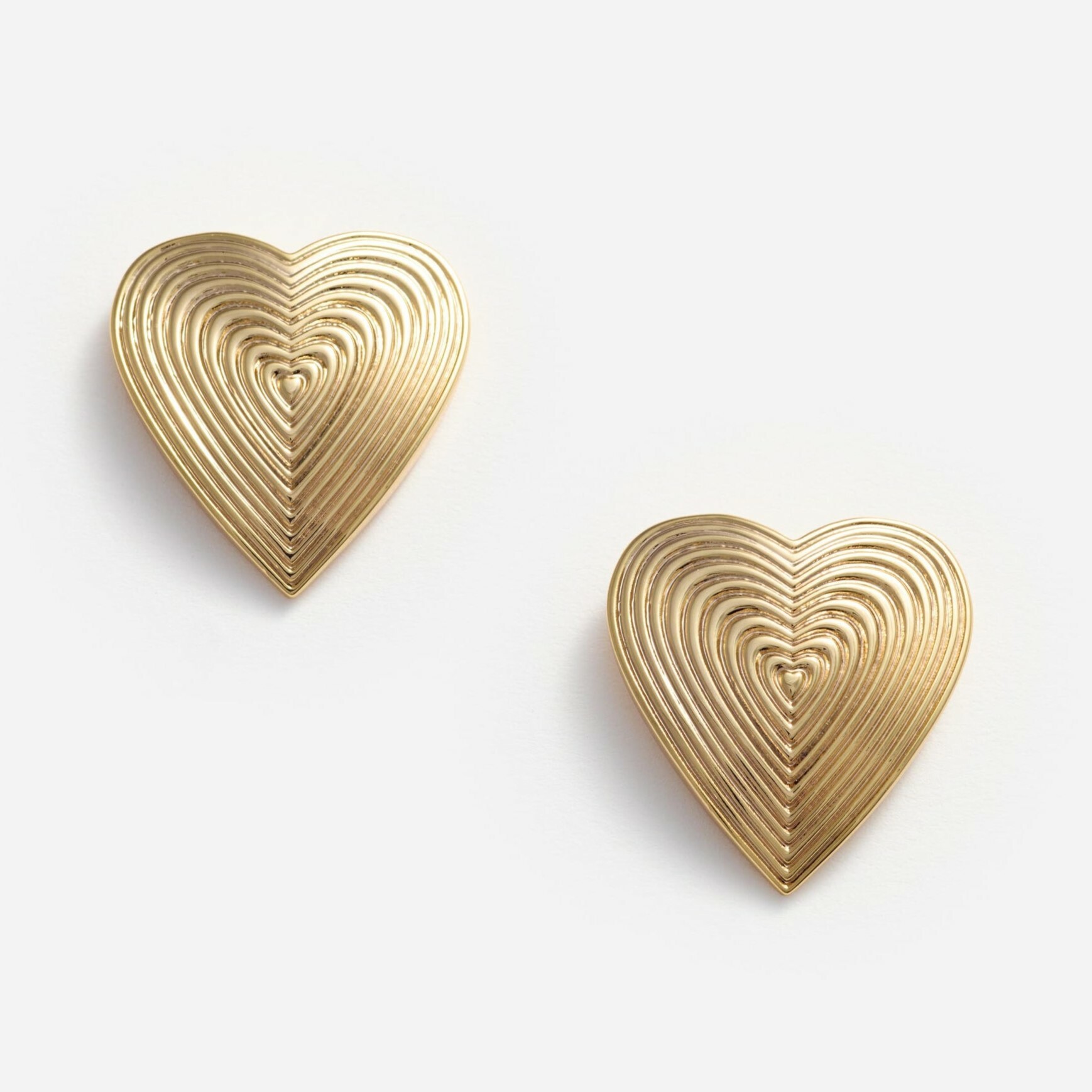 1SP0102-018 SELF PORTRAIT Gold Heart Ridged Earrings #RS25611EGD-GOLD (A-NB-E)