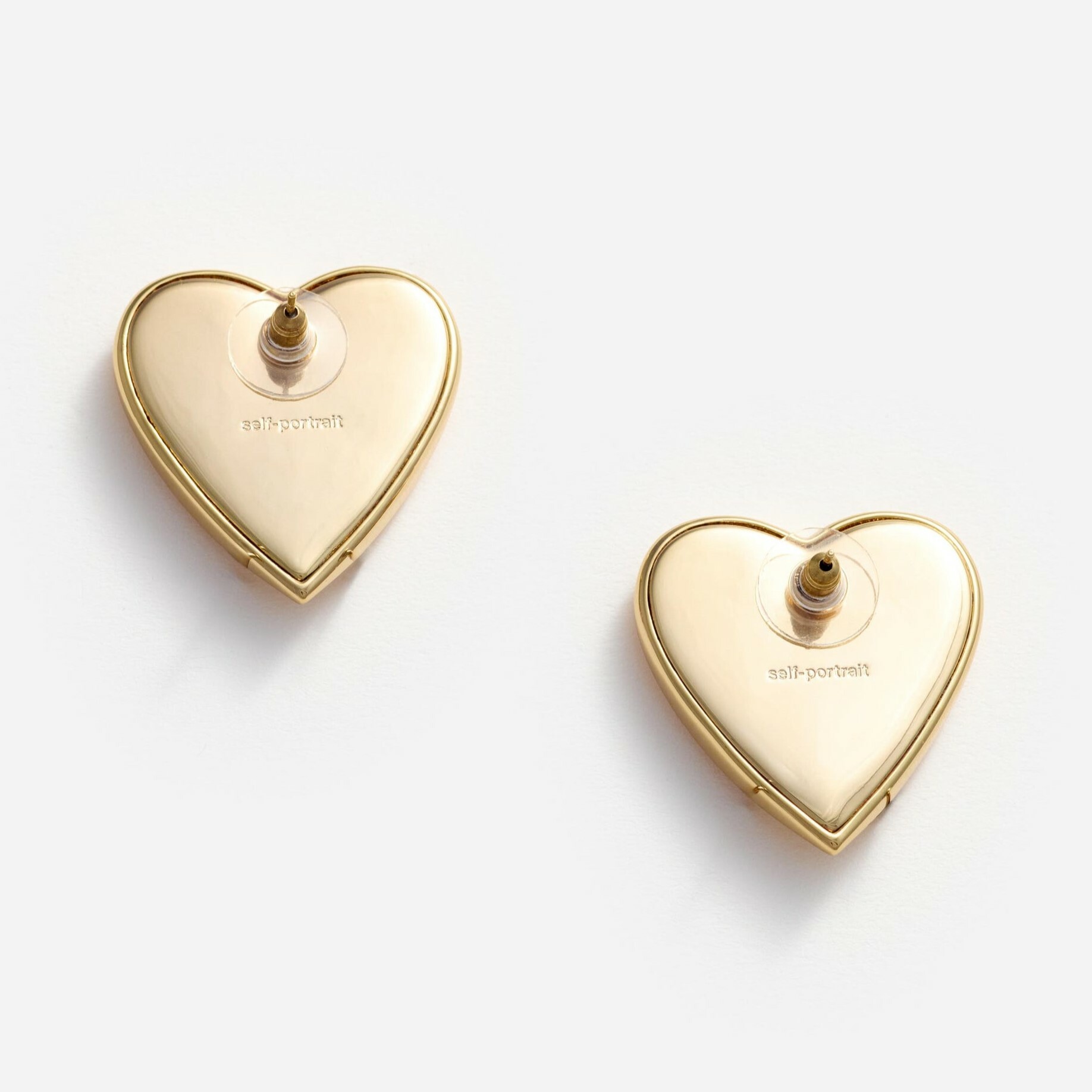 1SP0102-018 SELF PORTRAIT Gold Heart Ridged Earrings #RS25611EGD-GOLD (A-NB-E)