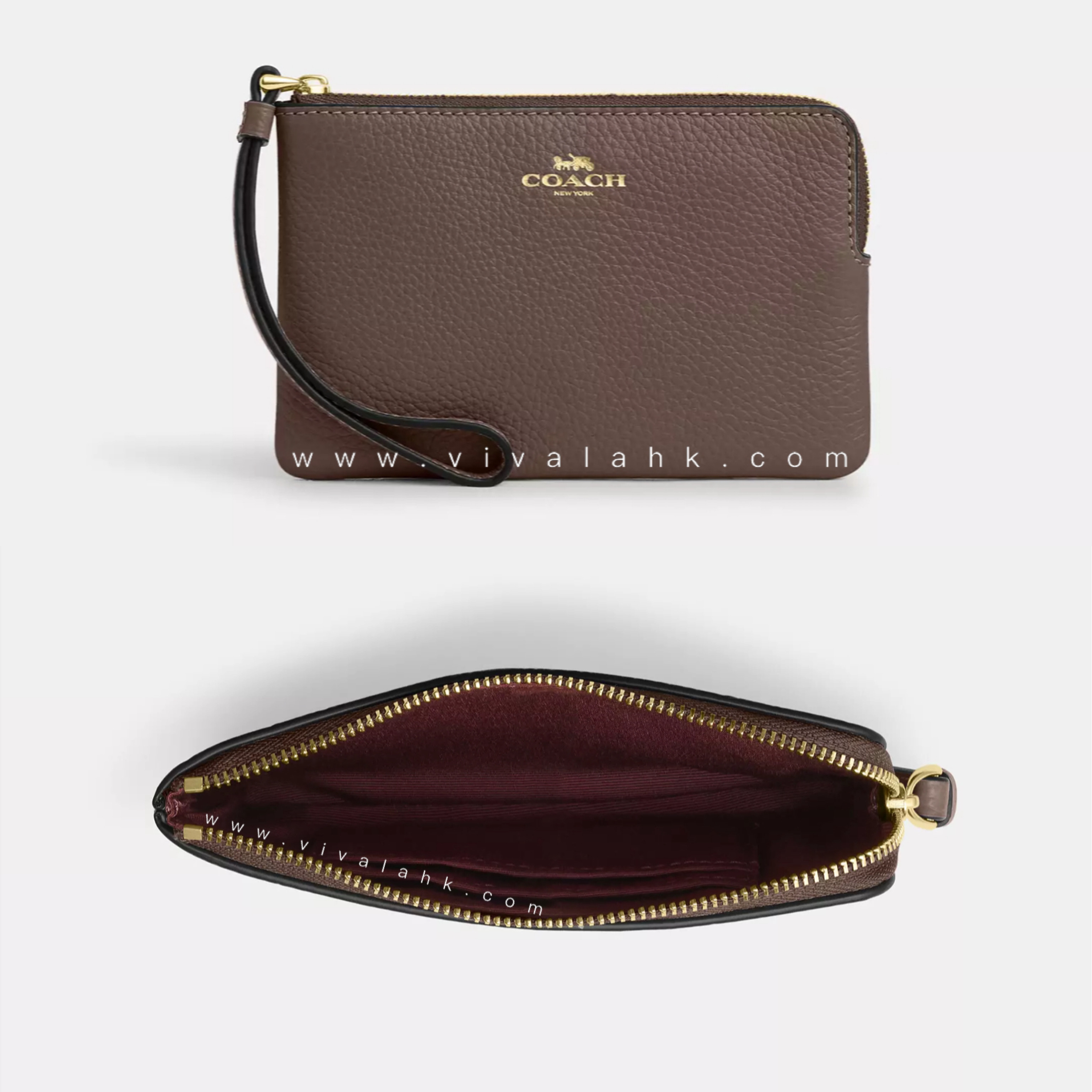 Coach - Corner Zip Wristlet (Pebble Leather) (CP483)