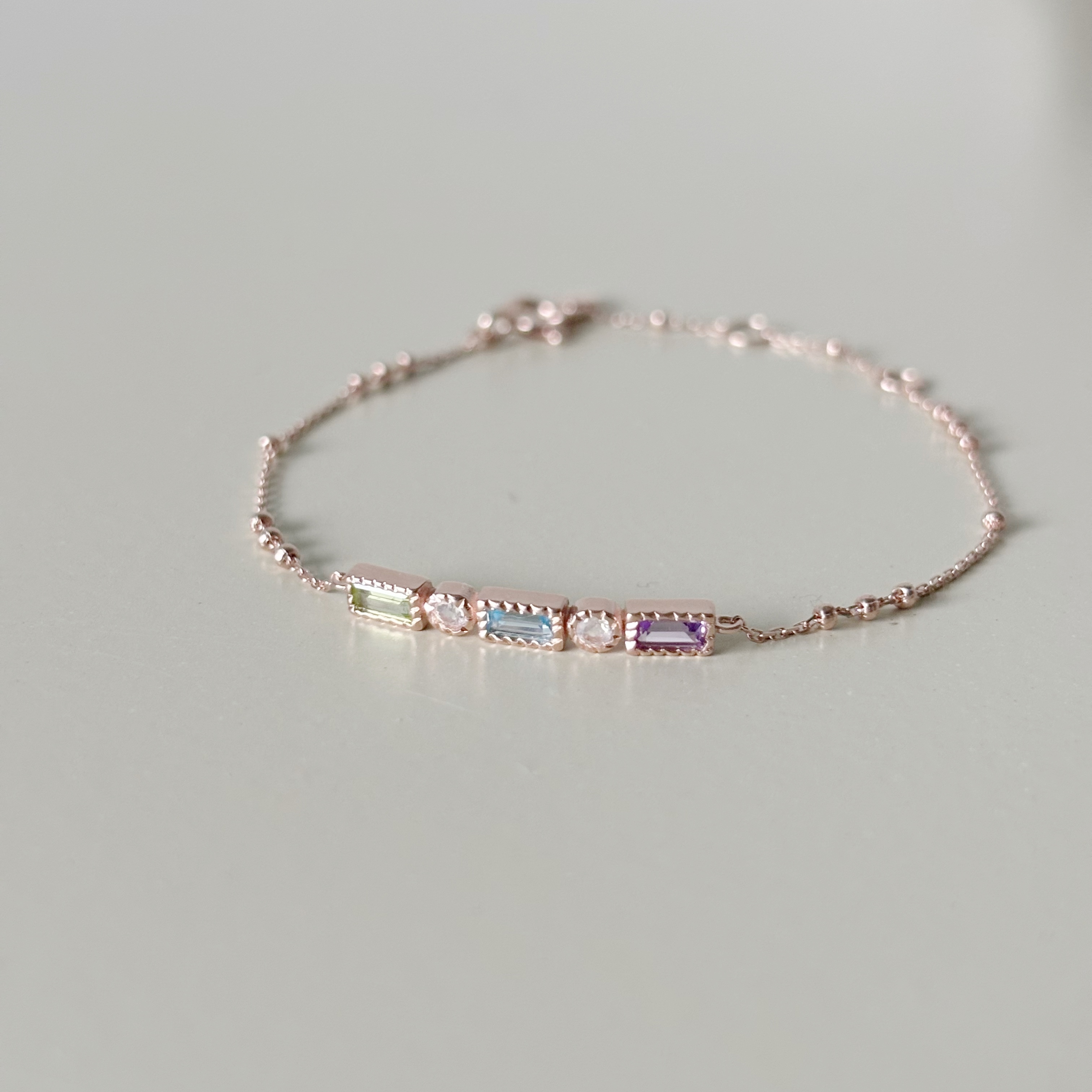 蛋糕長方小圓彩寶月光triplets手鍊