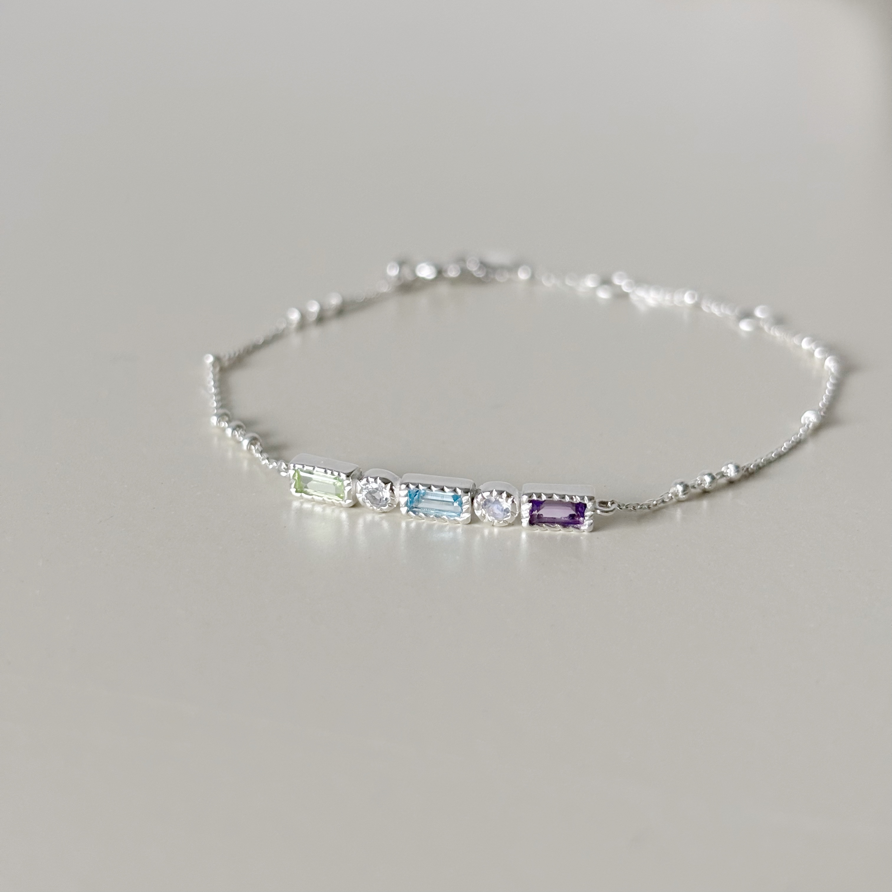 蛋糕長方小圓彩寶月光triplets手鍊