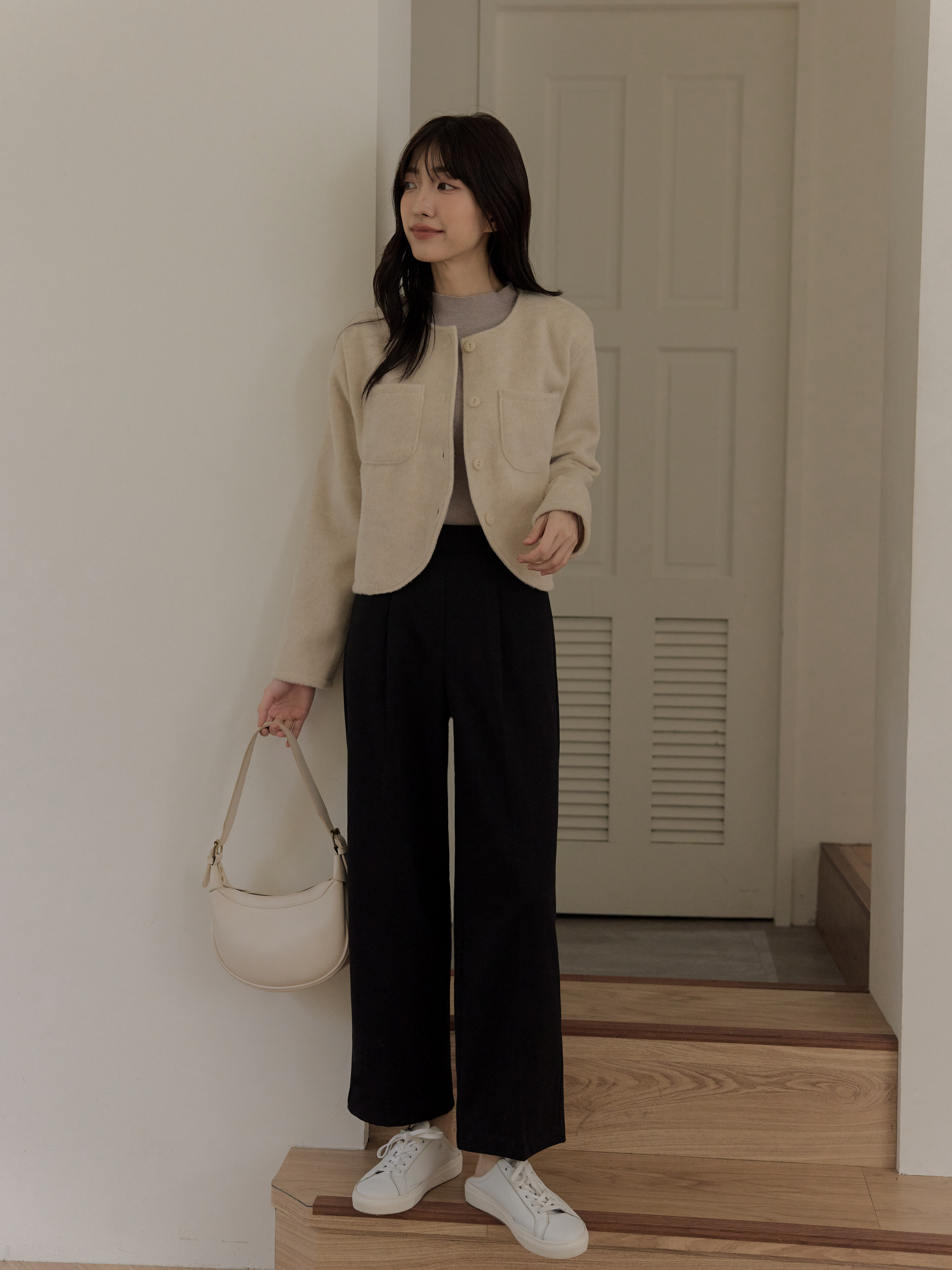 小個推薦 極簡高腰打褶西褲