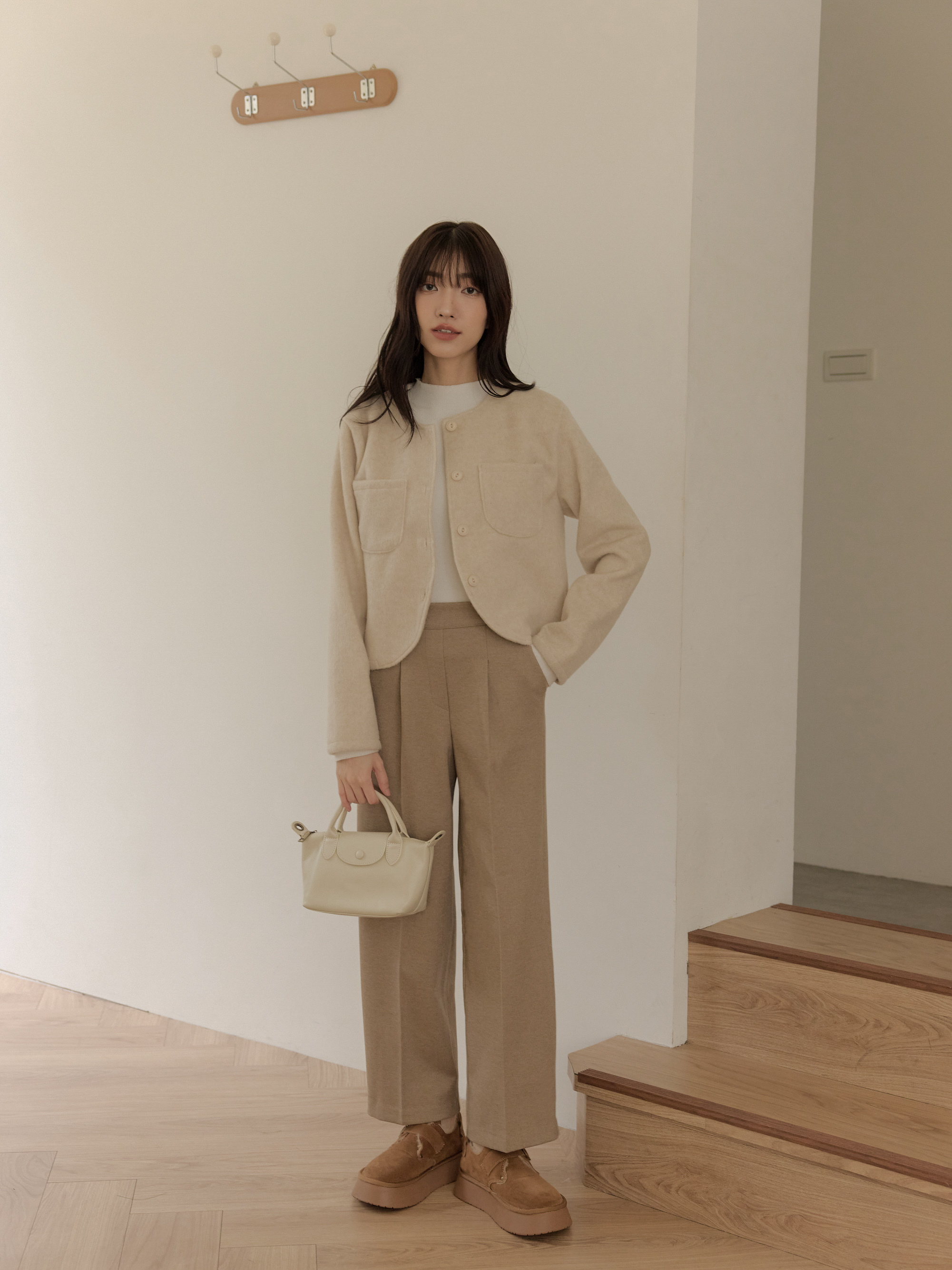 小個推薦 極簡高腰打褶西褲