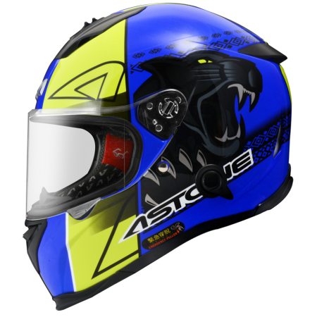 ASTONE GTB800 藍 AO5螢光黃 彩繪 內墨片 全罩式帽款