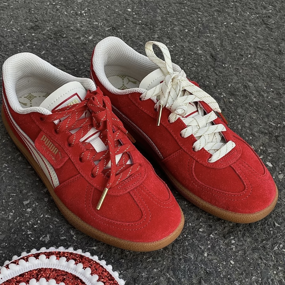 <蛇年限定>Puma Palermo 麂皮 復古 焦糖底 金標 復古紅