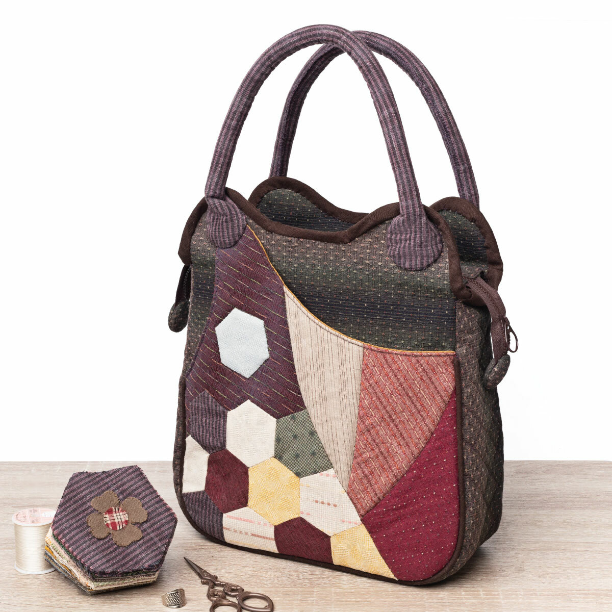 販售原尺寸【紙型】(六角拼布手提包)