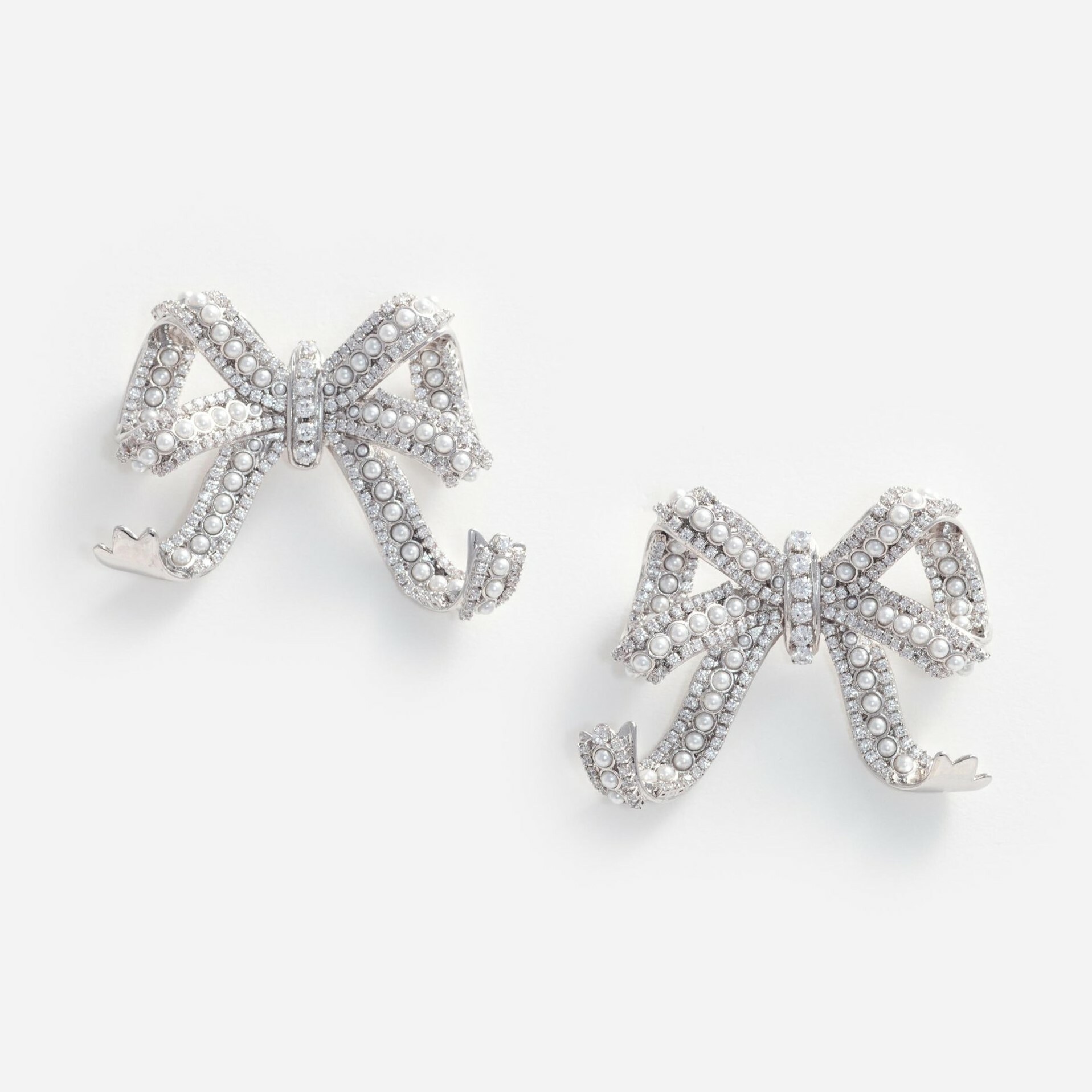 1SP0102-020 SELF PORTRAIT Pearl Crystal Bow Earrings #RS25625ESL-WHITE (A-NB-E)