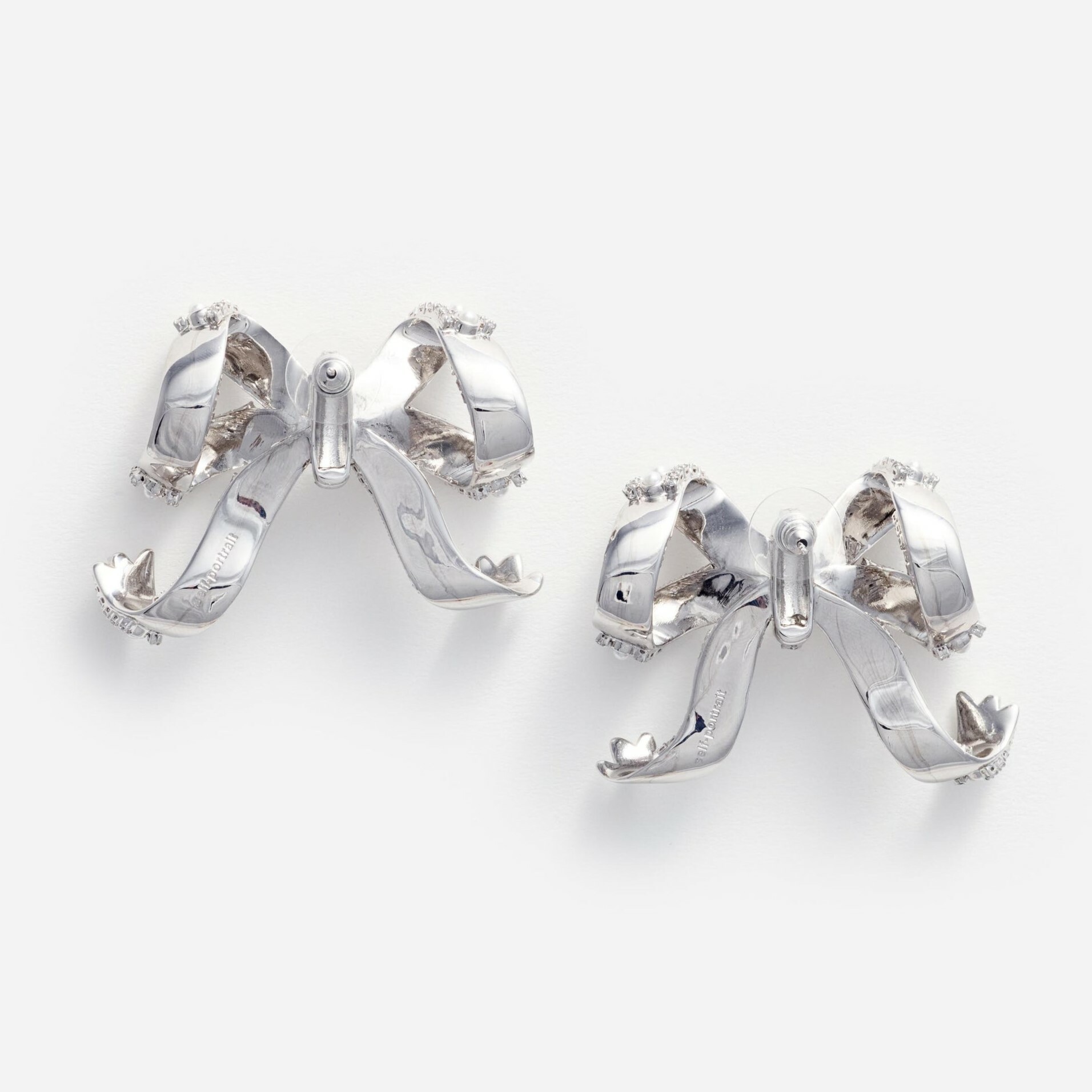 1SP0102-020 SELF PORTRAIT Pearl Crystal Bow Earrings #RS25625ESL-WHITE (A-NB-E)