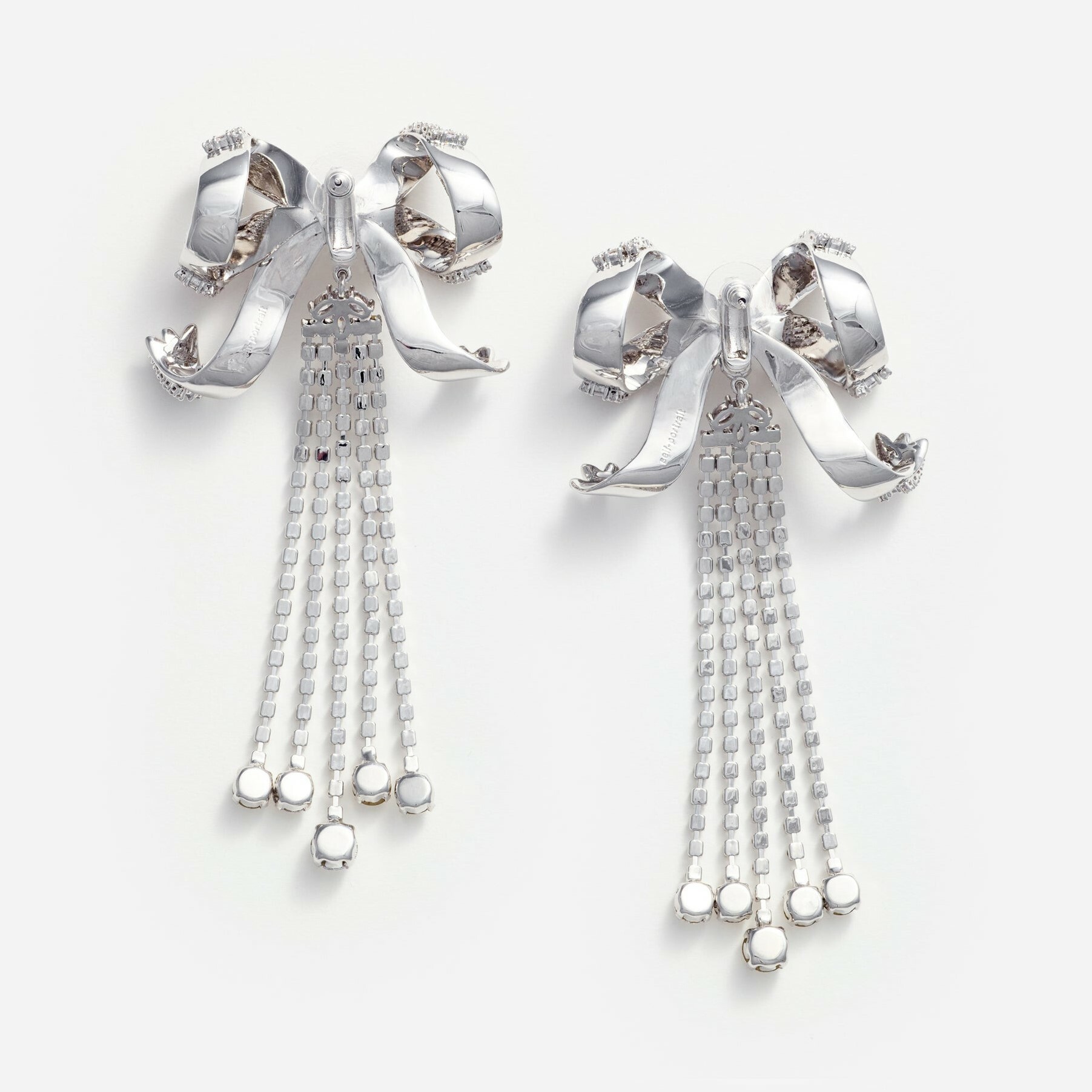 1SP0102-021 SELF PORTRAIT Large Crystal Bow Droplet Earrings #RS25626ESL-SILVER (A-NB-E)