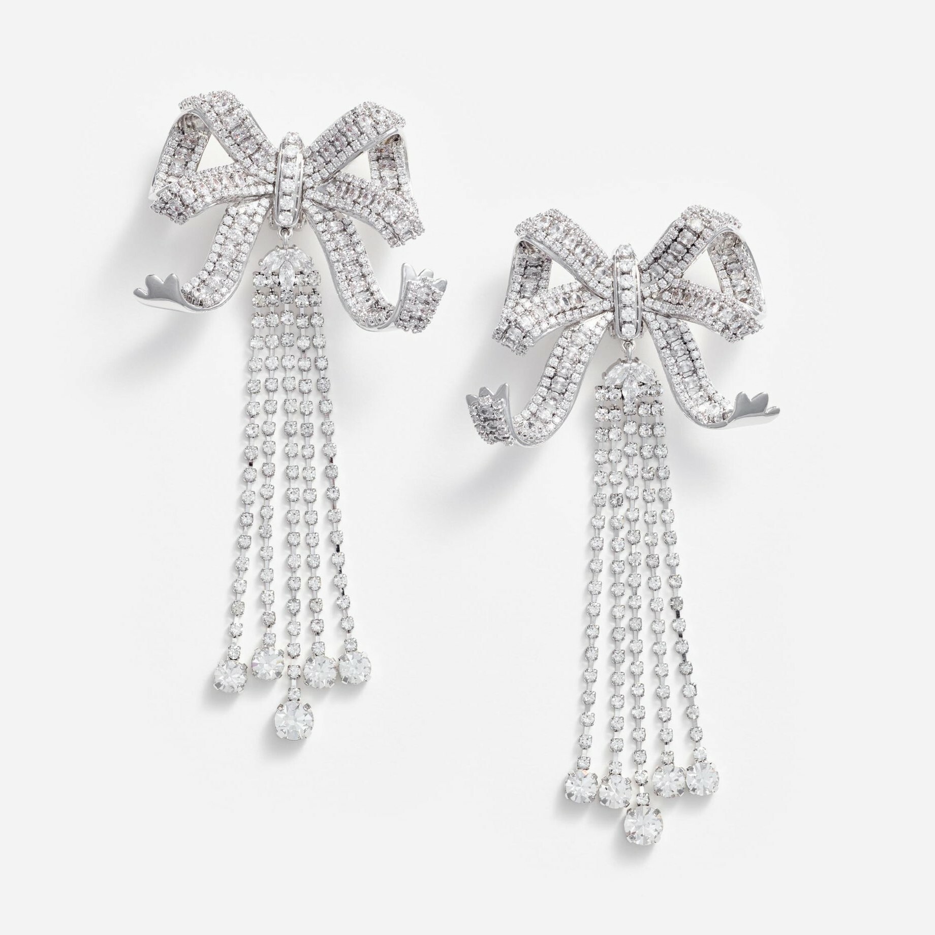 1SP0102-021 SELF PORTRAIT Large Crystal Bow Droplet Earrings #RS25626ESL-SILVER (A-NB-E)