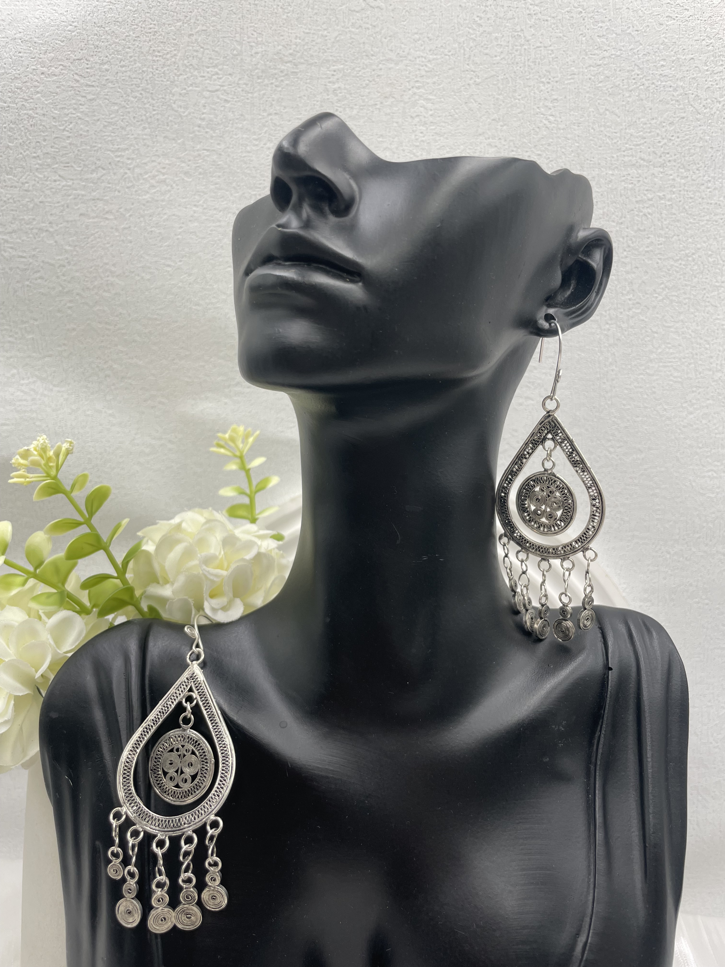 No.19藏銀水滴葫蘆流蘇耳環