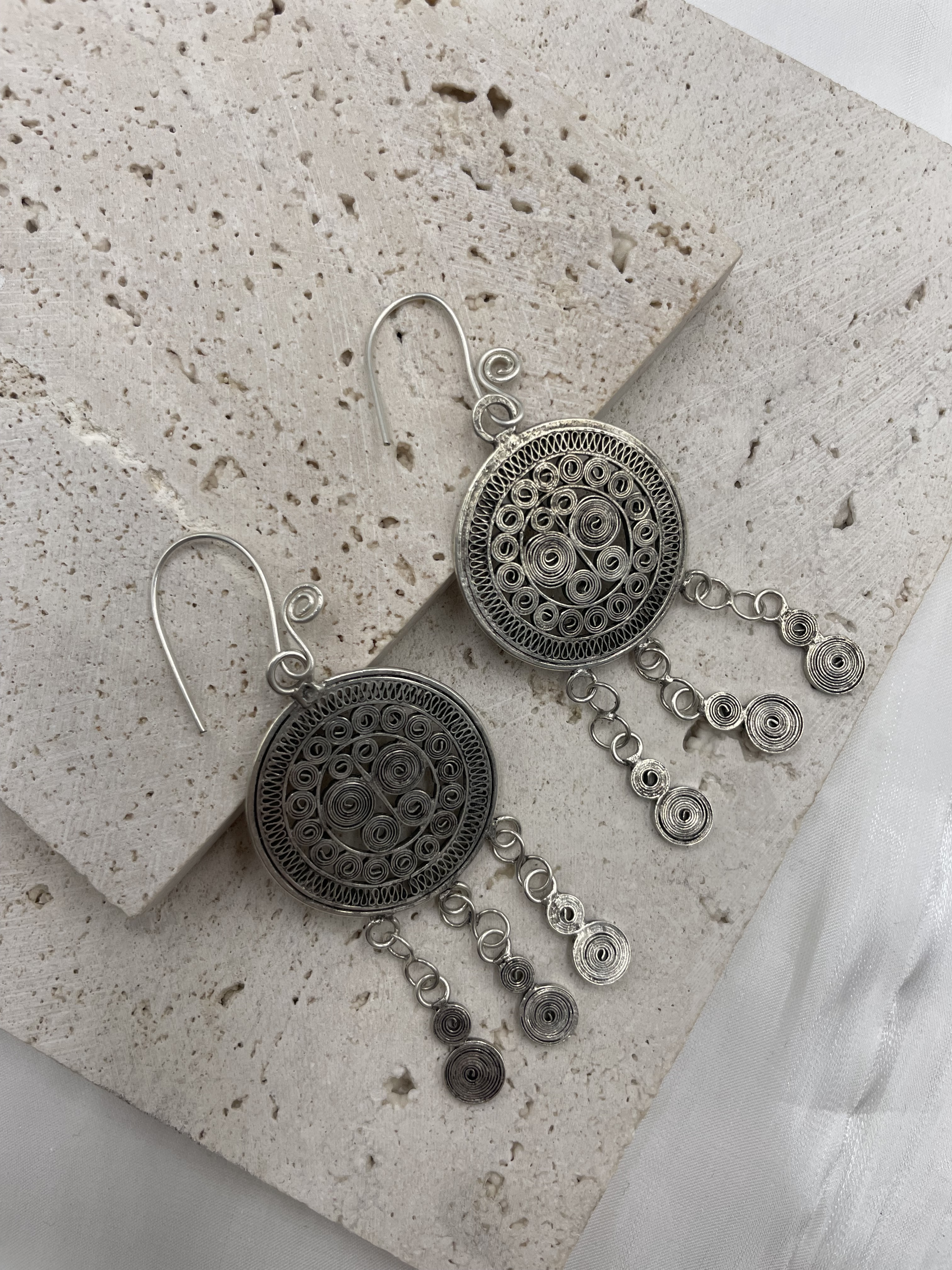 No.2手工藏銀拉絲蝴蝶葫蘆流蘇耳環