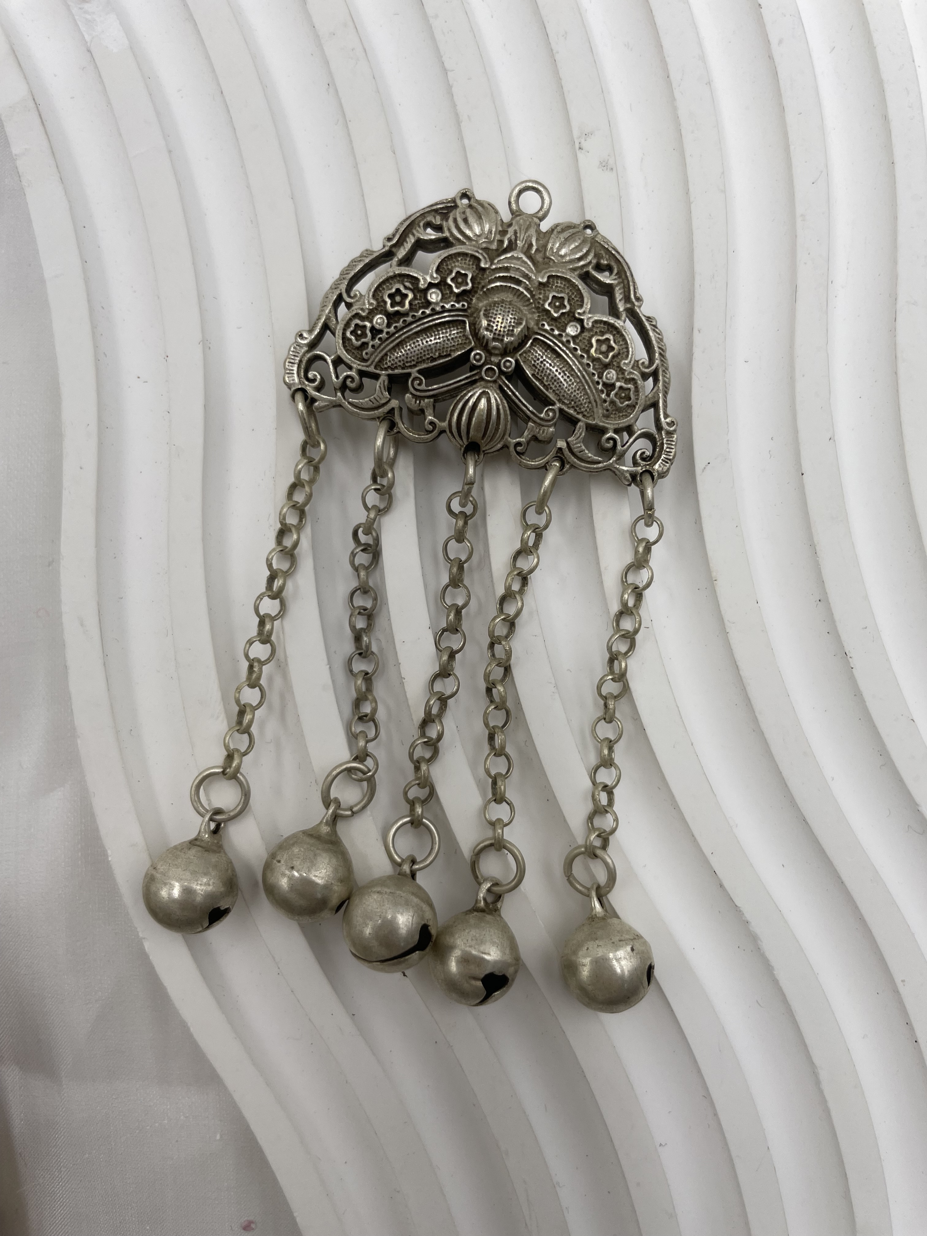 No.16藏銀小蝴蝶鈴鐺鏈條墜飾9cm