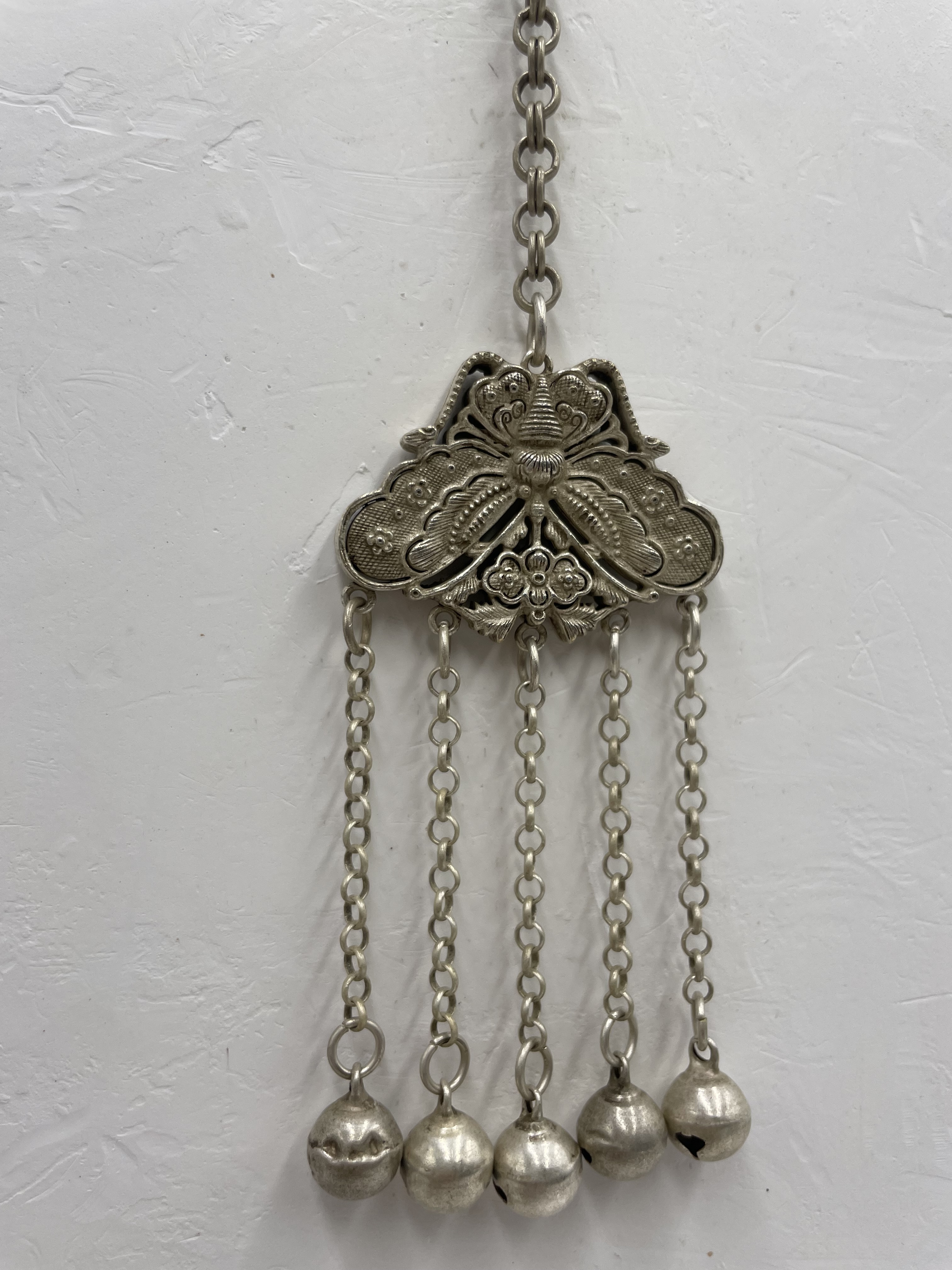 No.15藏銀小蝴蝶鈴鐺鏈條墜飾18cm