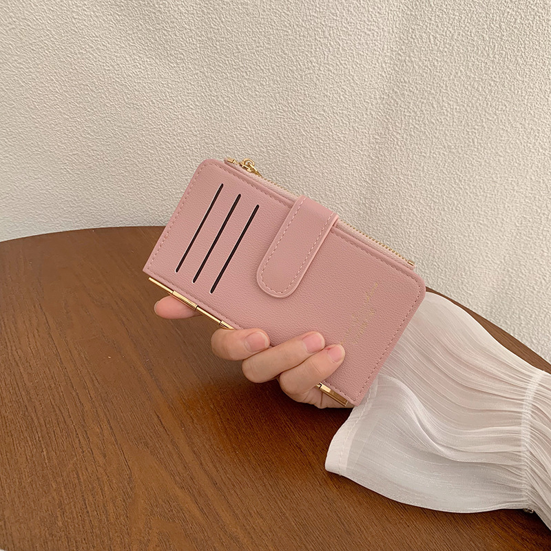 Solid-Color Minimalist Multifunctional Mid-Length Wallet