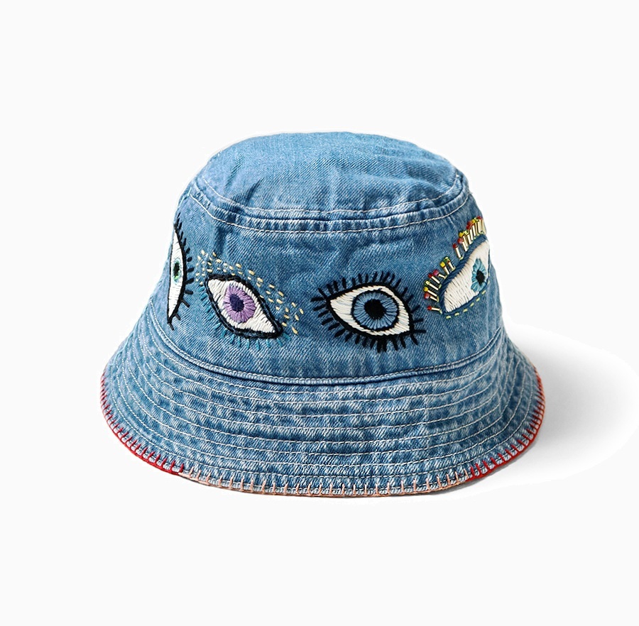 KAPITAL 12OZ DENIM BUCKET HAT (SPEAKEASY EMBROIDERY) - INDIGO PRE ORDER ITEM (預訂中)
