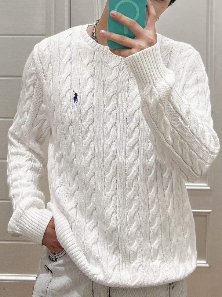 [多色] Polo Ralph Lauren 男裝棉質絞花圓領套頭毛衣