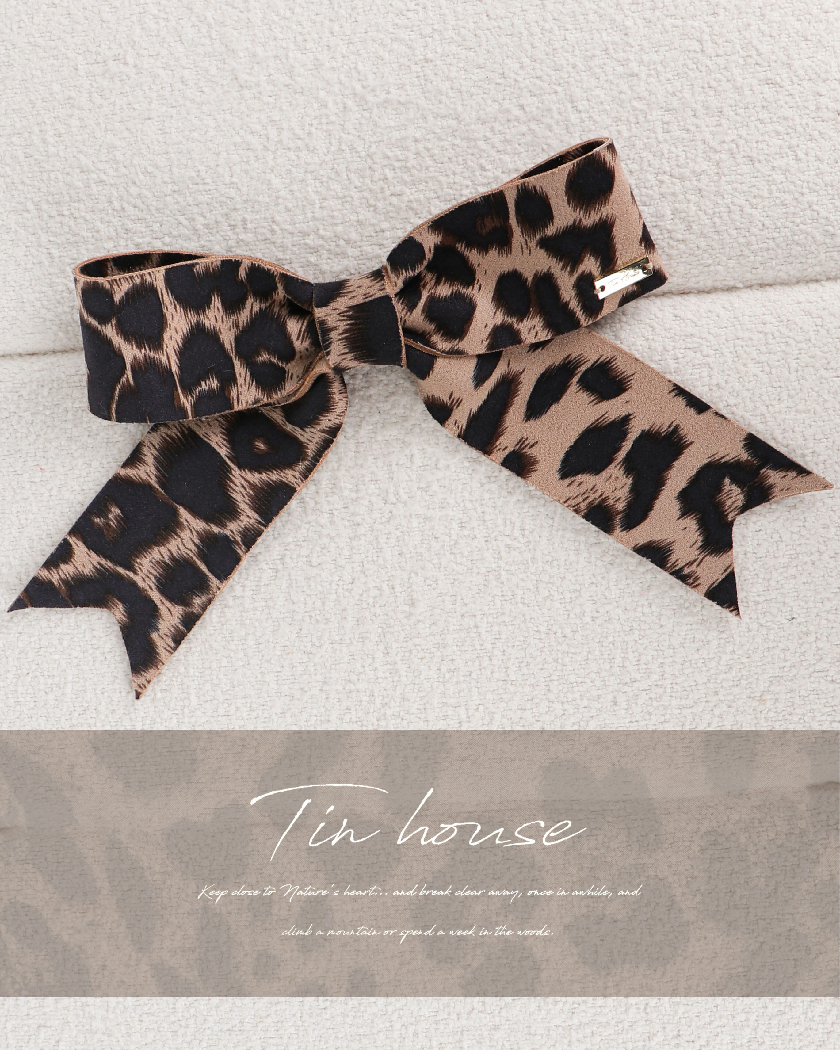 限量-豹紋大蝴蝶結一字髮夾