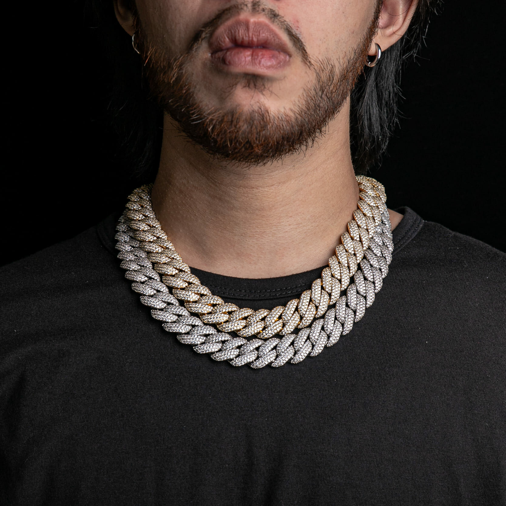 18mm滿鑲泡泡菱形古巴項鍊