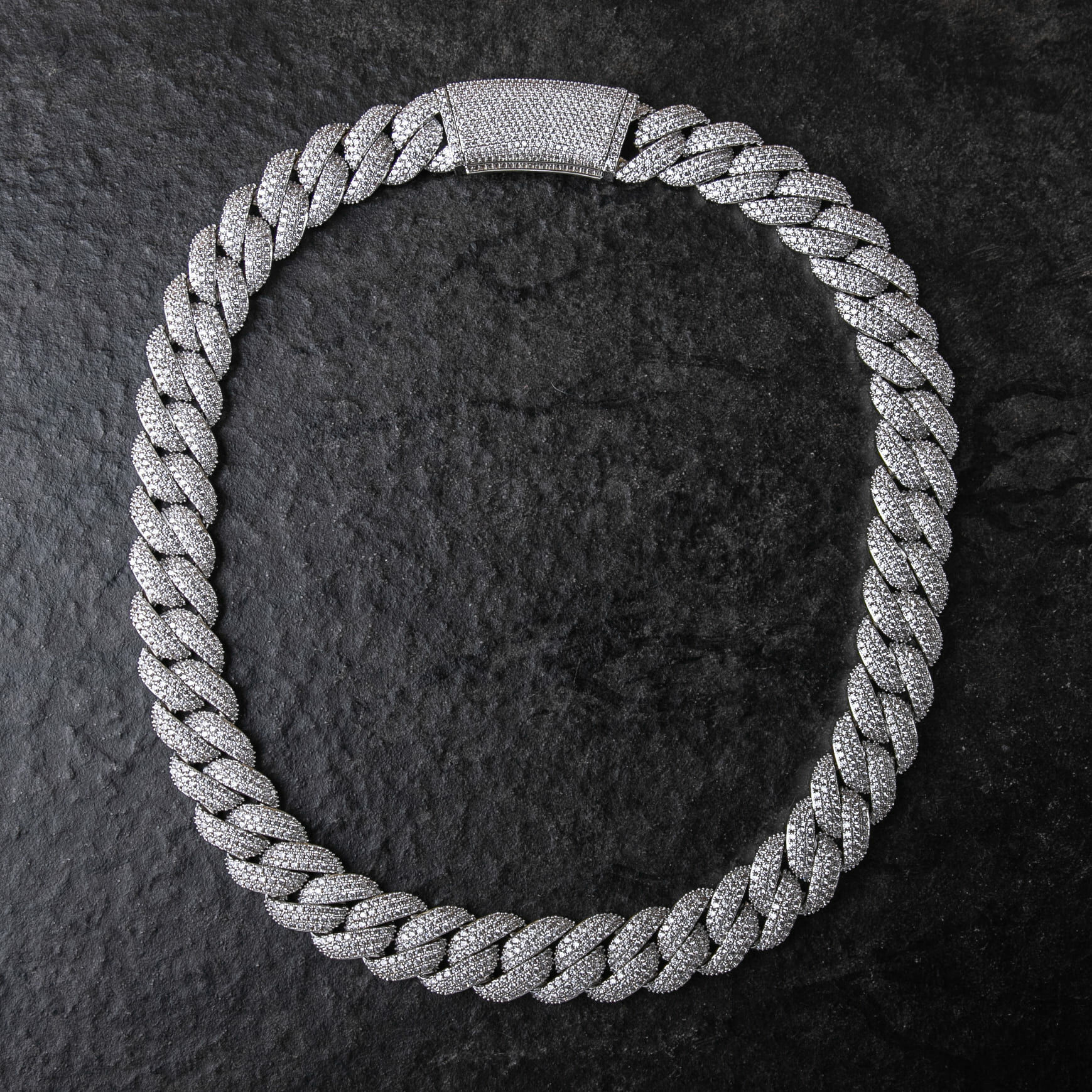 18mm滿鑲泡泡菱形古巴項鍊