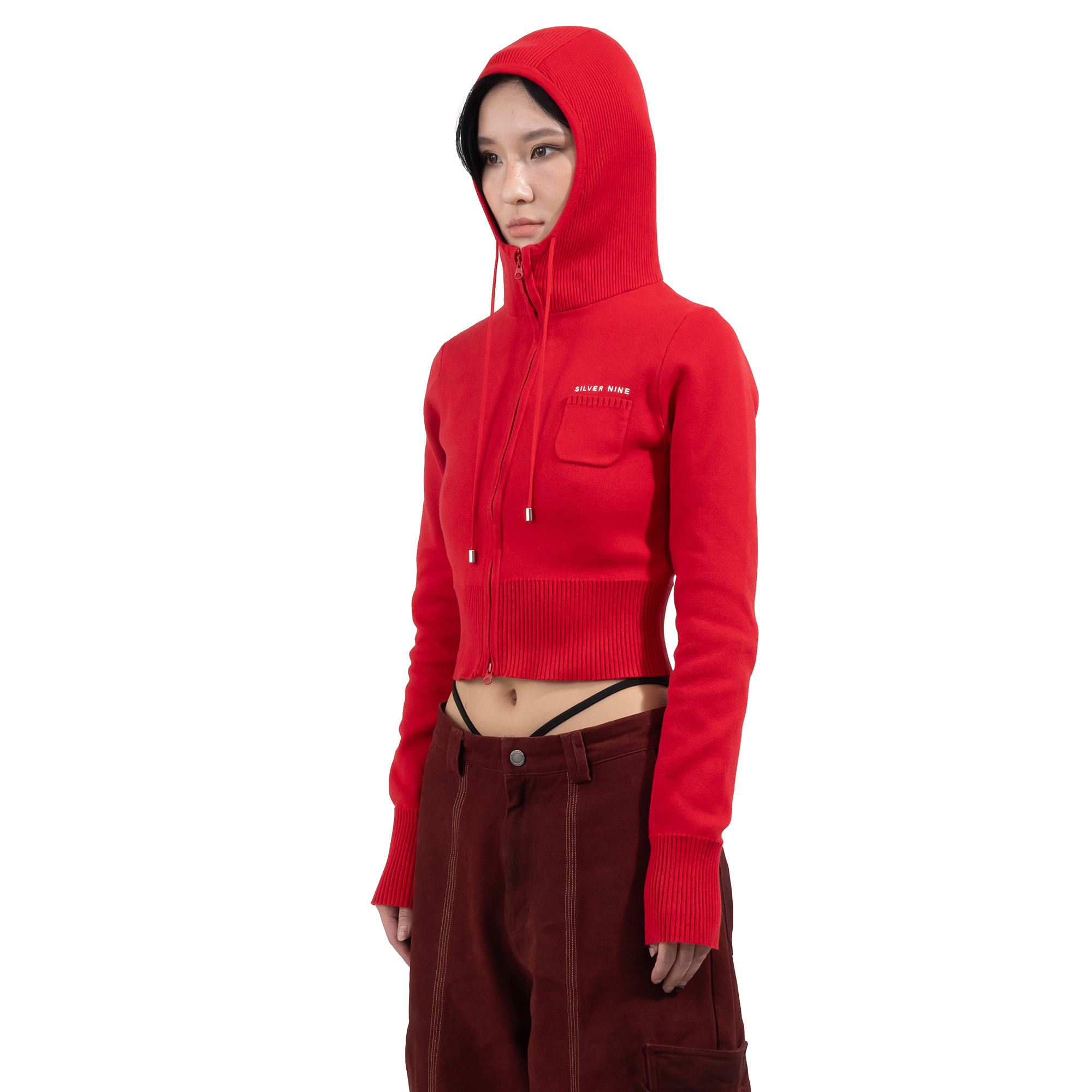 SILVER NINE logo連帽提花外套