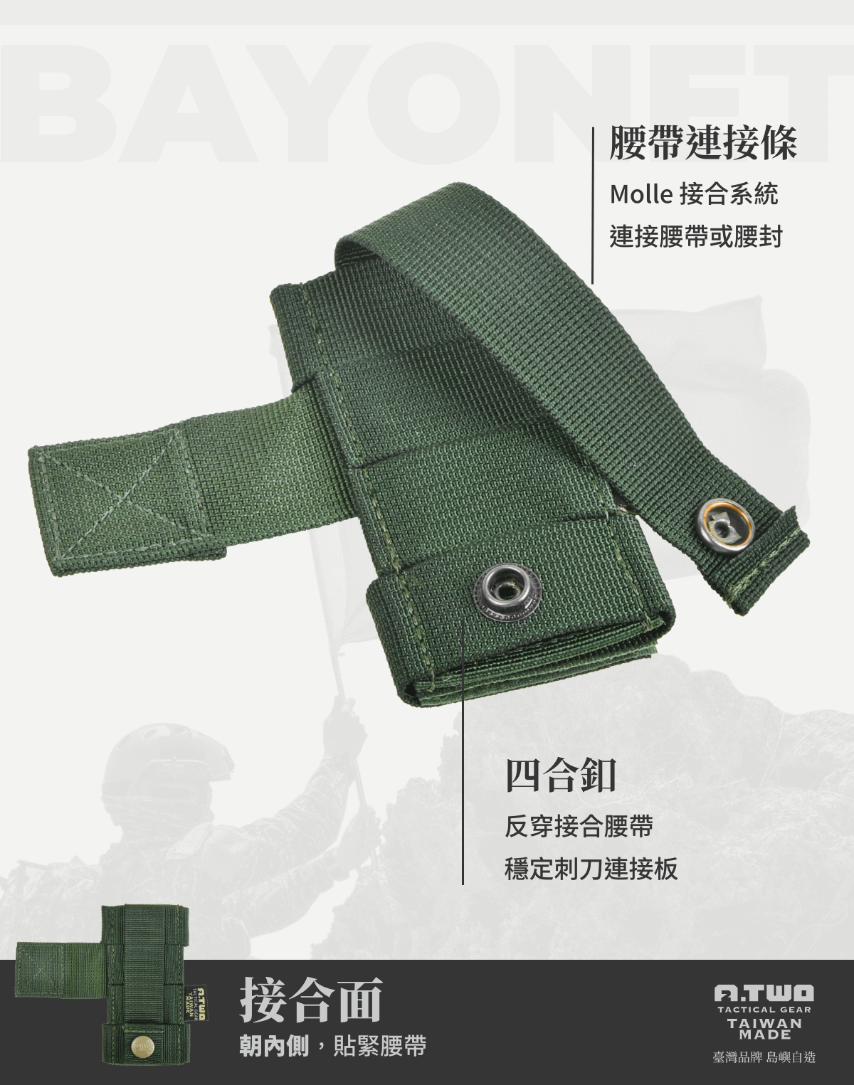 傲骨工坊刺刀鞘連接板｜軍用品｜戰術用品｜穩定設計｜高強度尼龍｜MOLLE模組｜防滑｜傲骨戰術裝備屋提供輕量耐用的刺刀鞘固定配件，解決刀鞘搖晃與移位問題，適合各類作戰與戶外需求。