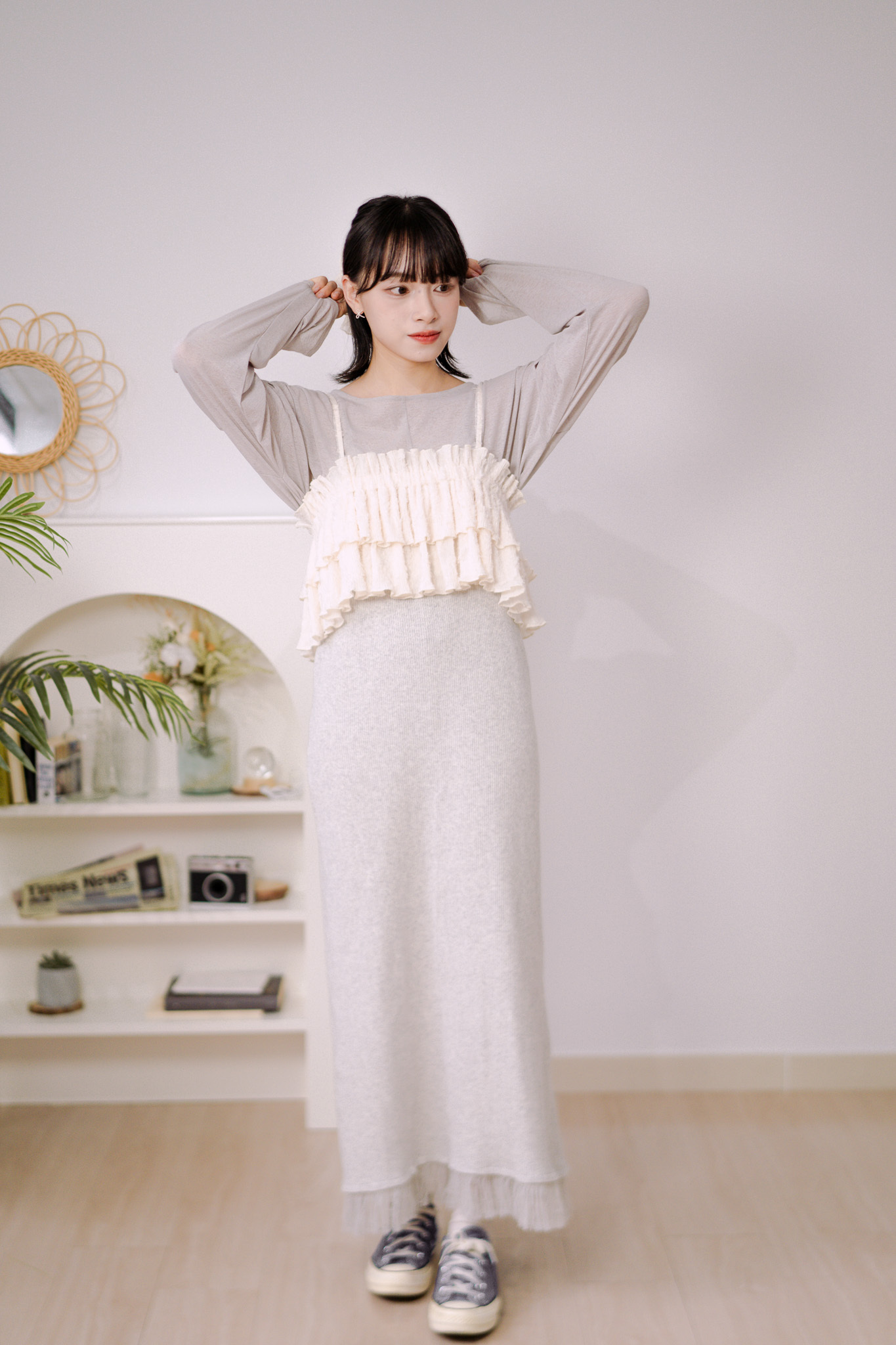 流蘇針織吊帶裙 - OP44392