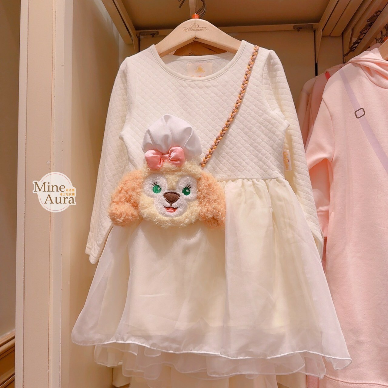 可琦安 餅乾 CookieAnn 絨毛大頭造型 小童 兒童 拼接 連身裙 洋裝 -香港迪士尼樂園