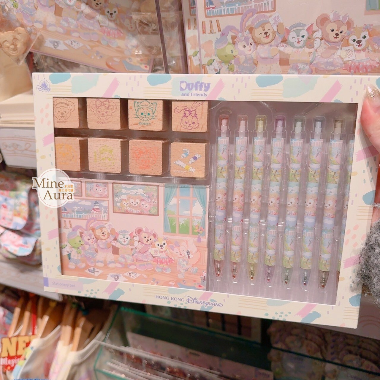 達菲 Duffy 與好友們 快樂相傳 smiles go around 印章文具組 文具包 文具禮盒 -香港迪士尼樂園