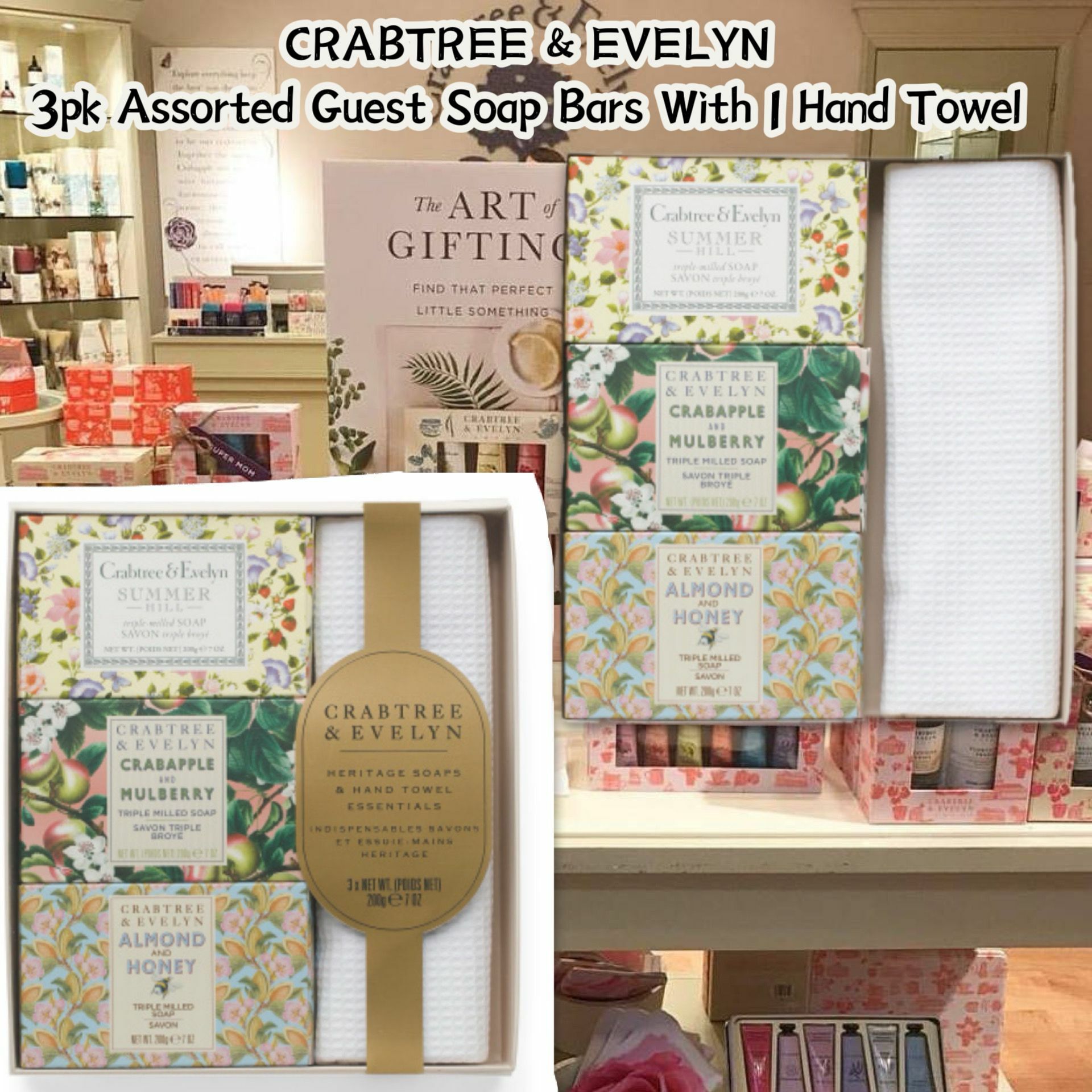 【預購】CRABTREE & EVELYN G010217 肥皂 3pc + 毛巾 套裝