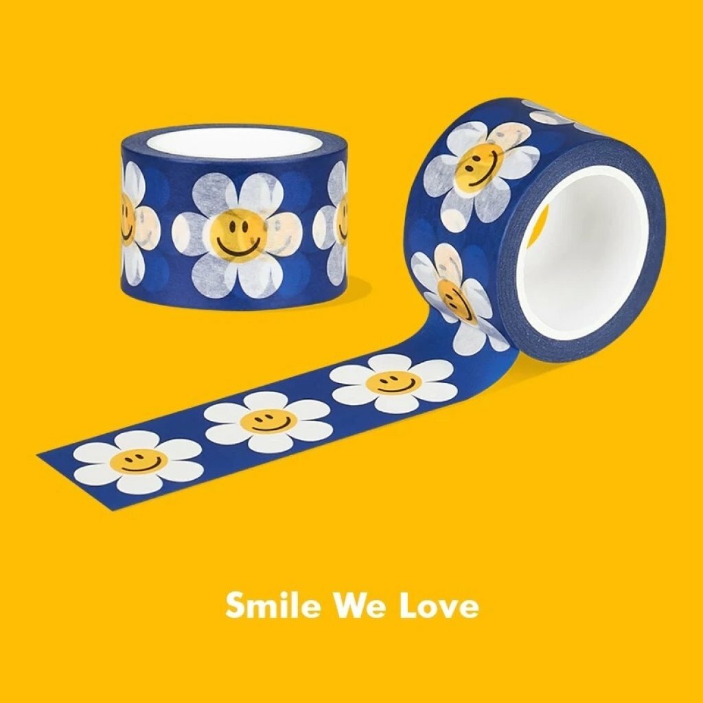 Wiggle Wiggle 系列 - 密集式笑哈哈花花藍色膠紙 10m 6847