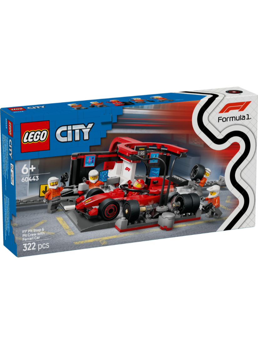 LEGO 60443 F1® 維修站、維修人員和 Ferrari 汽車