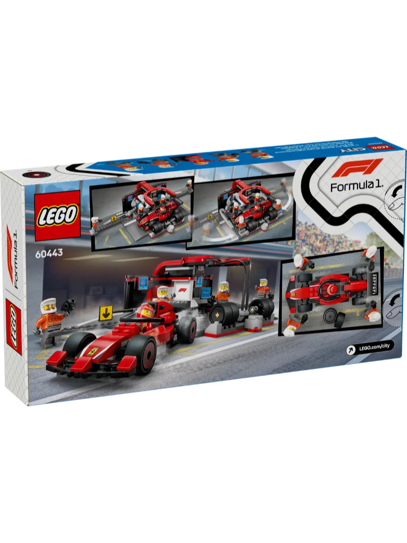 LEGO 60443 F1® 維修站、維修人員和 Ferrari 汽車