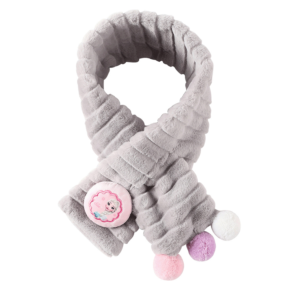 【虎兒寶】迪士尼系列 兒童絨毛保暖圍巾 - 冰雪奇緣 灰  ( DSP77300G ) 80x10cm