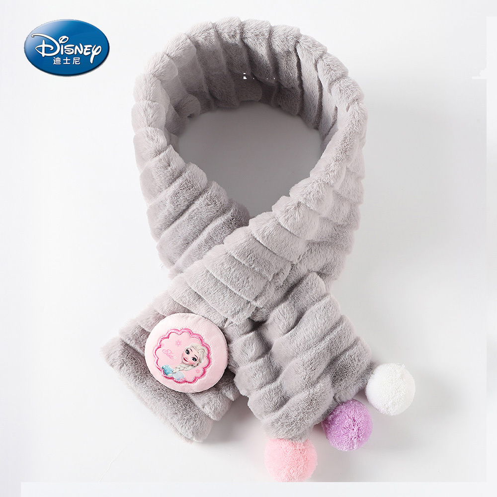 【虎兒寶】迪士尼系列 兒童絨毛保暖圍巾 - 冰雪奇緣 灰  ( DSP77300G ) 80x10cm