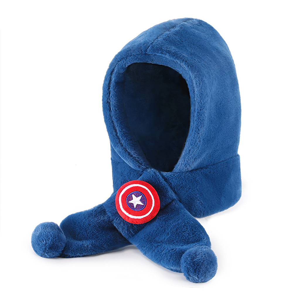 【虎兒寶】迪士尼系列 兒童絨毛保暖圍巾帽/圍脖帽 - 美國隊長  ( HM1036 )