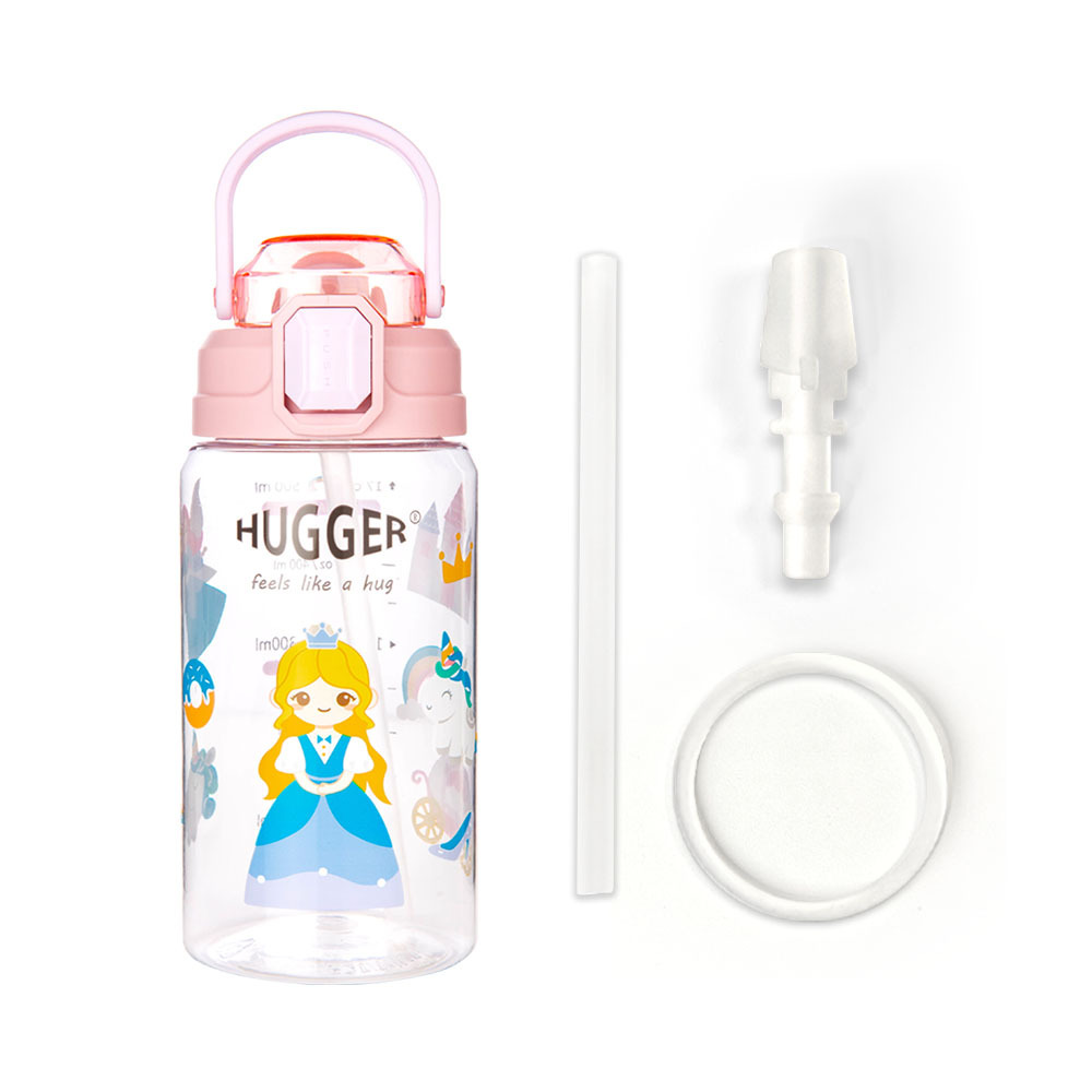 Tritan 彈蓋吸管水壺550ml 亮麗公主 附替換吸管