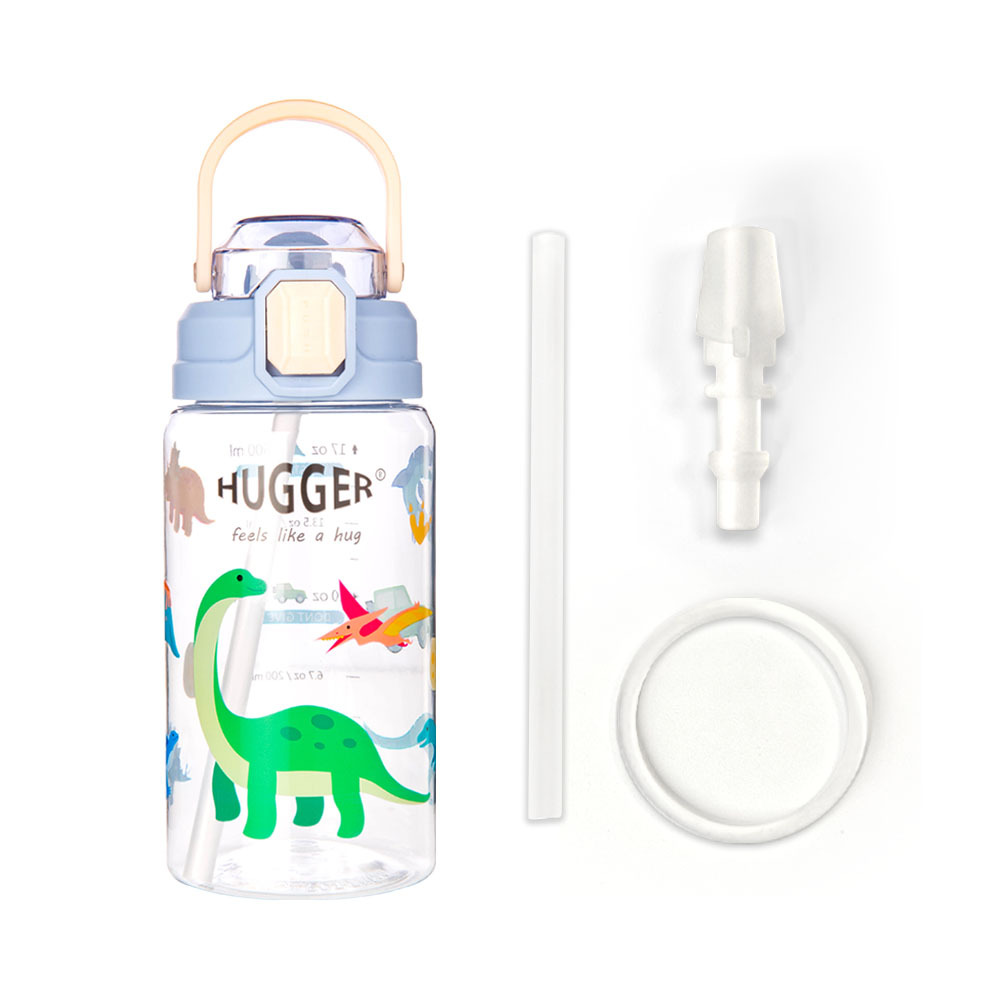 Tritan 彈蓋吸管水壺550ml 快樂恐龍 附替換吸管