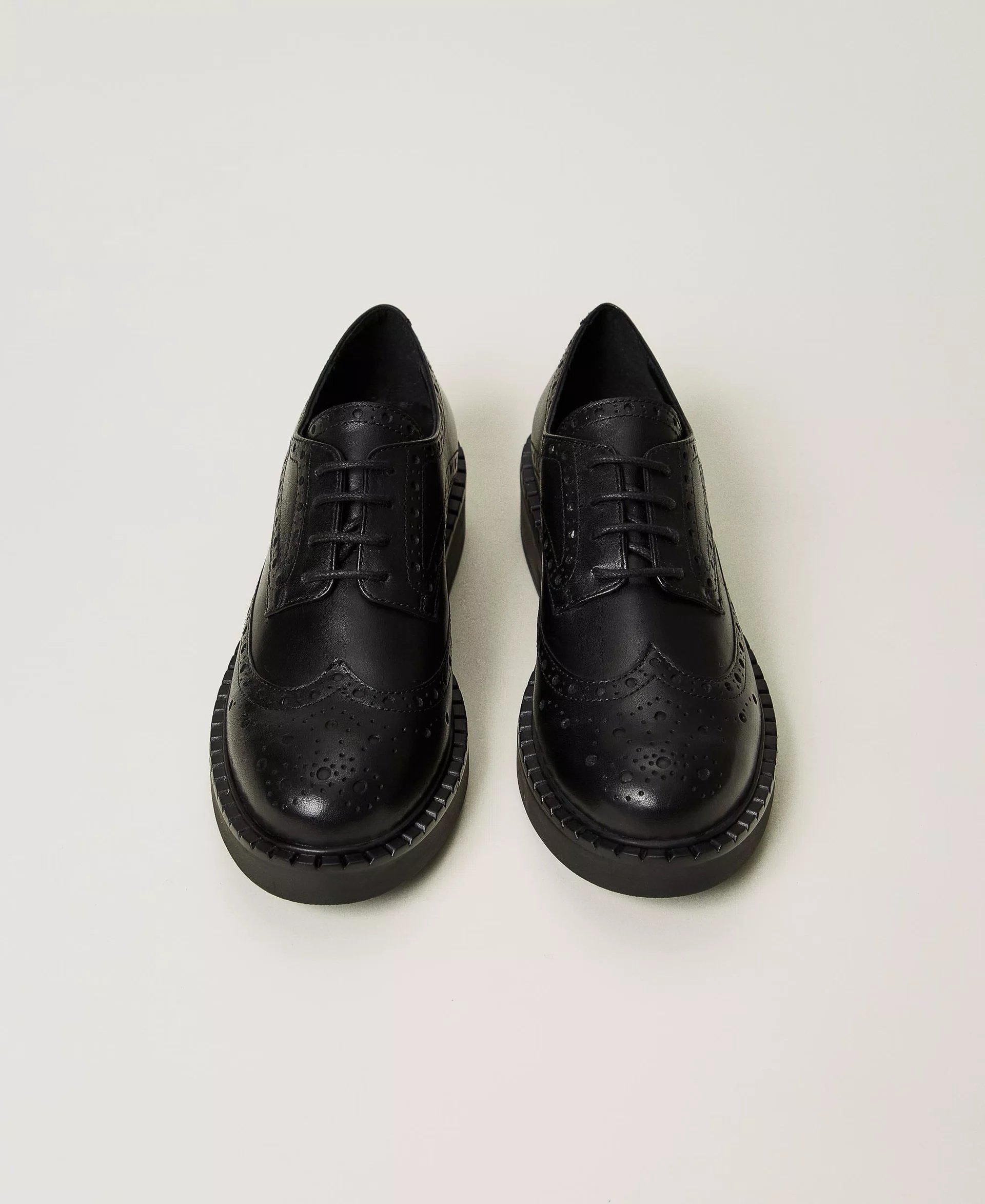 TWIN-SET 牛皮厚底牛津鞋