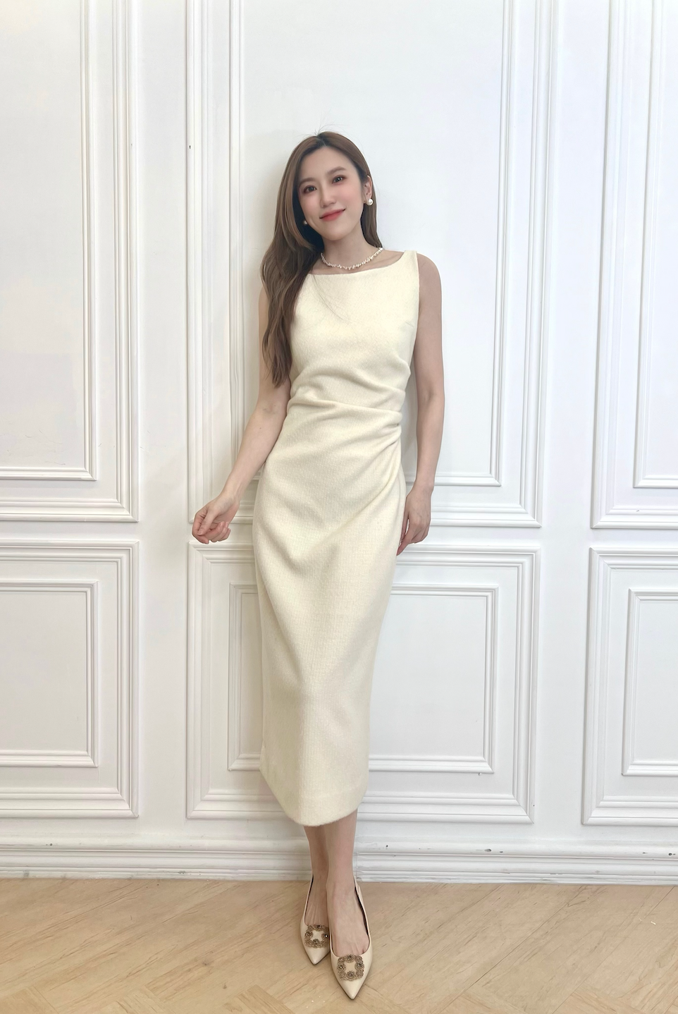 (細緻質感辣) 側抓皺背心洋裝