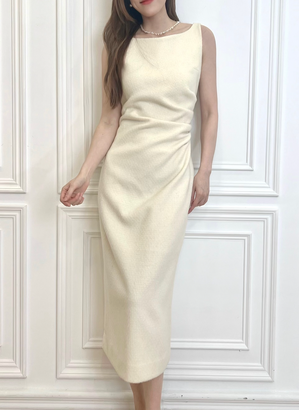 (細緻質感辣) 側抓皺背心洋裝