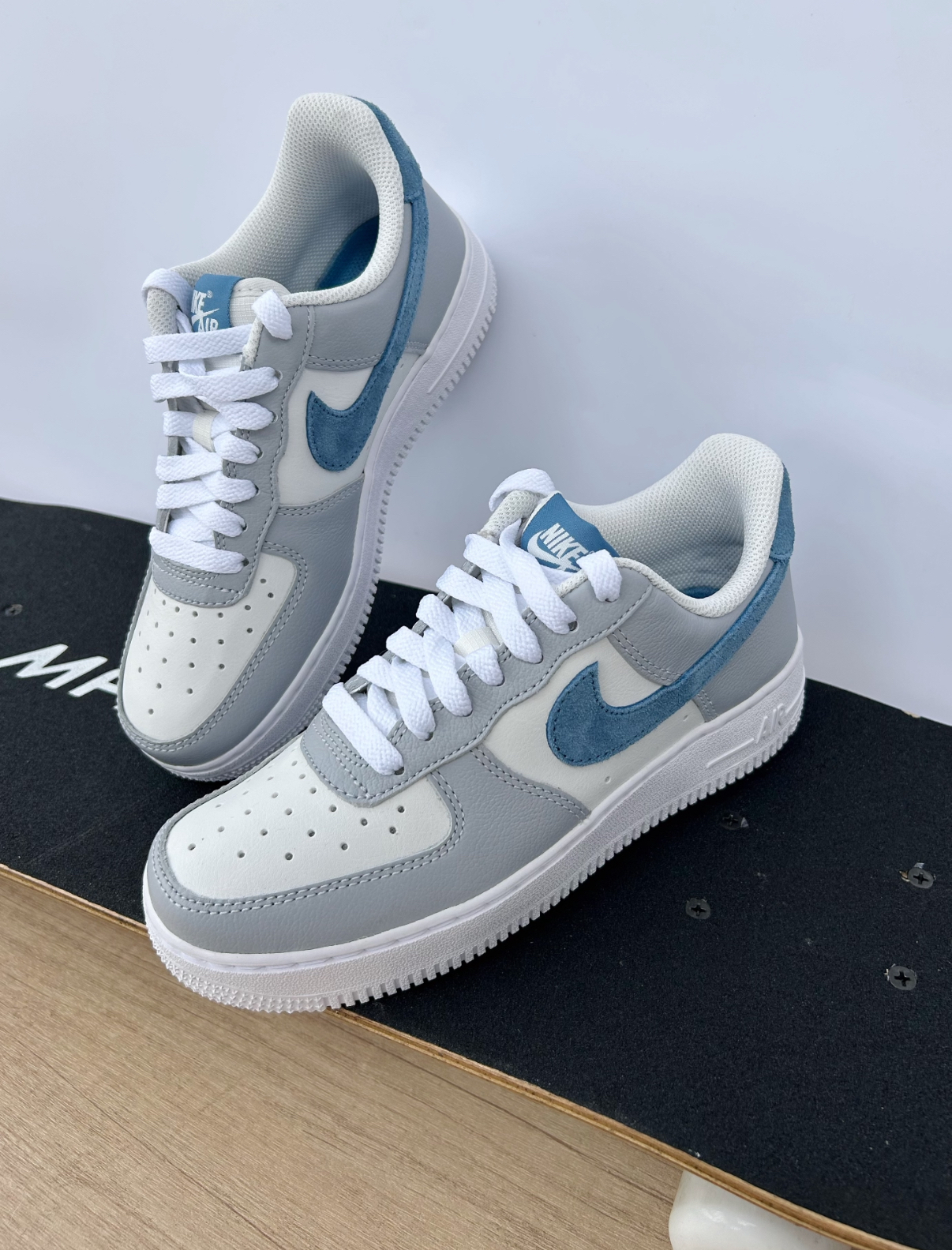 Nike Air Force 1 AF1 莫蘭迪灰藍 灰藍色 白灰色 皮革 男款 HV1795-141/預購