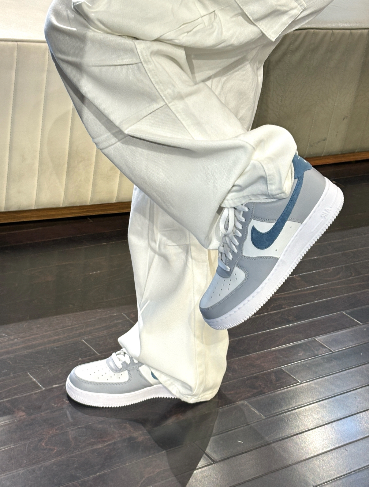 Nike Air Force 1 AF1 莫蘭迪灰藍 灰藍色 白灰色 皮革 男款 HV1795-141/預購