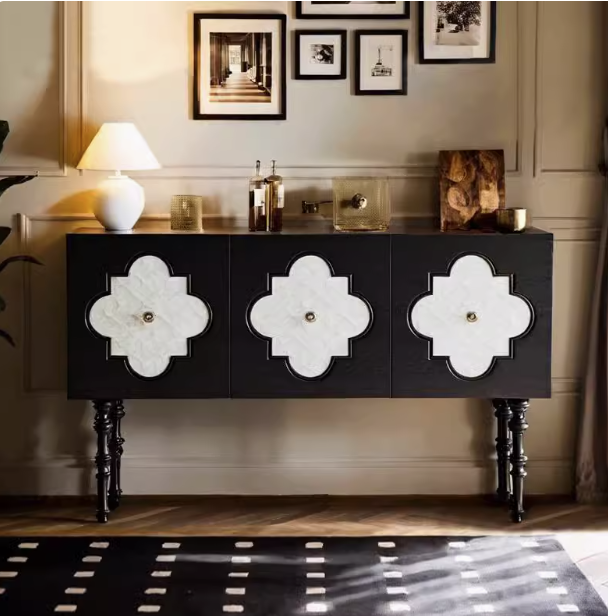 美式貝殼黑色收納邊櫃