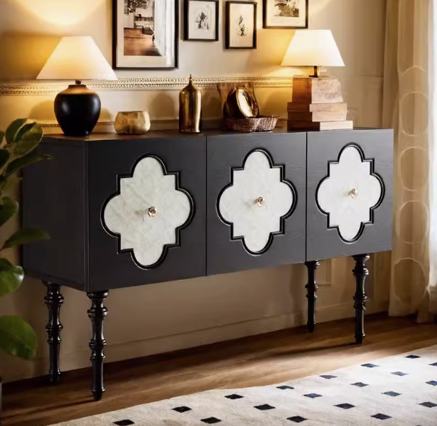 美式貝殼黑色收納邊櫃