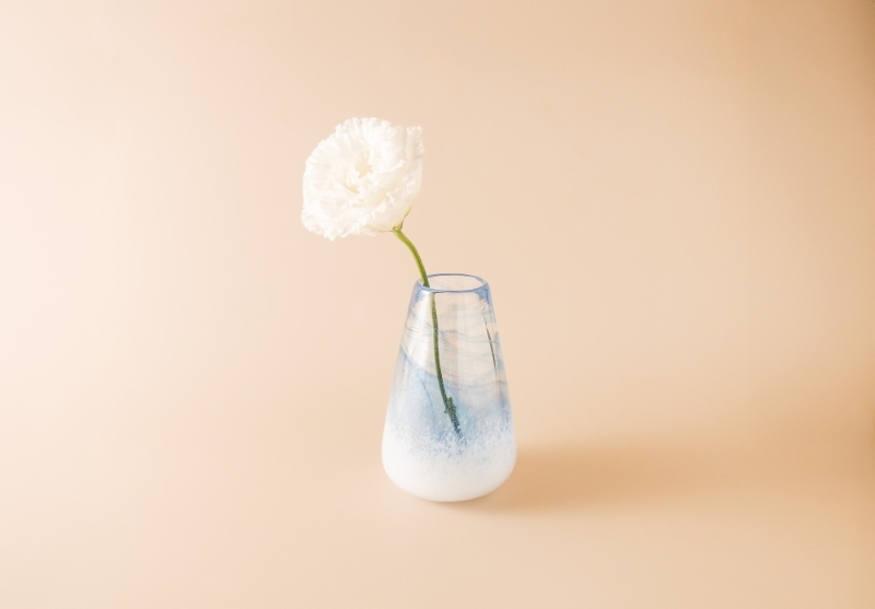 紅琉璃雲霧手工花器