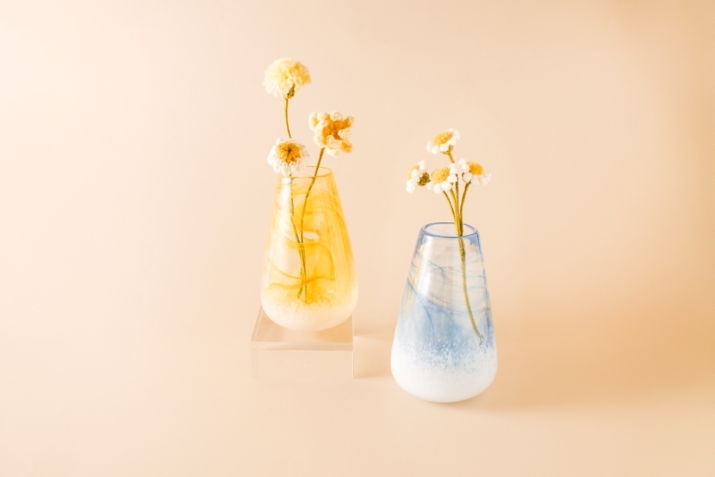 紅琉璃雲霧手工花器